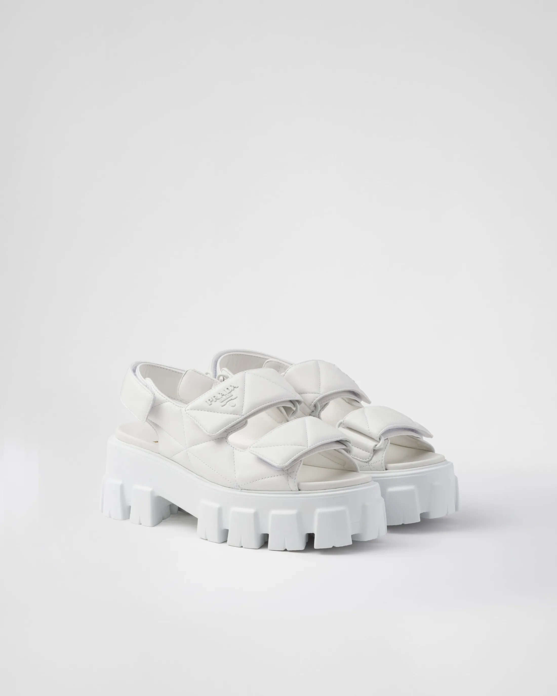 Prada Monolith nappa leather sandals White Flash Sale