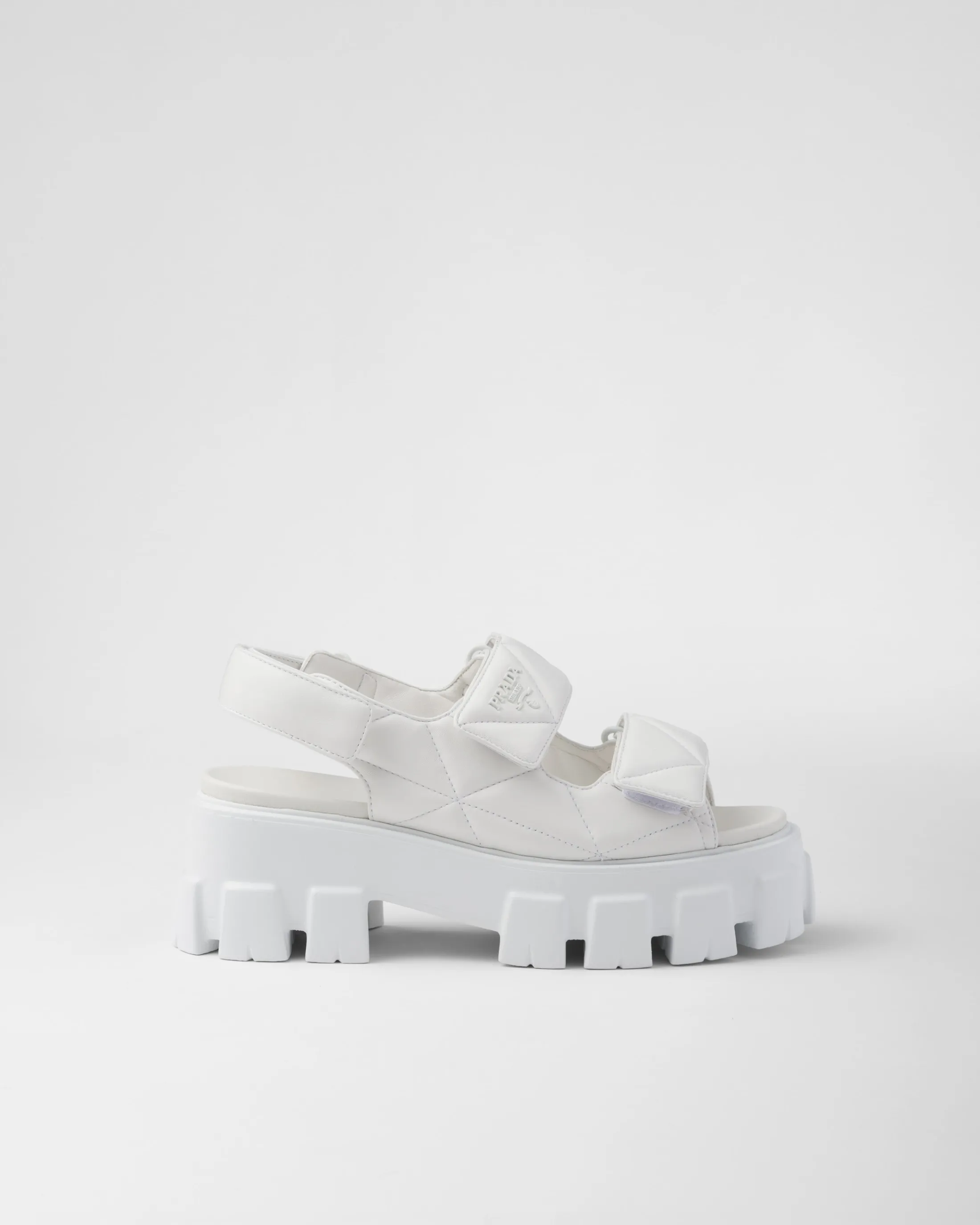 Prada Monolith nappa leather sandals White Flash Sale