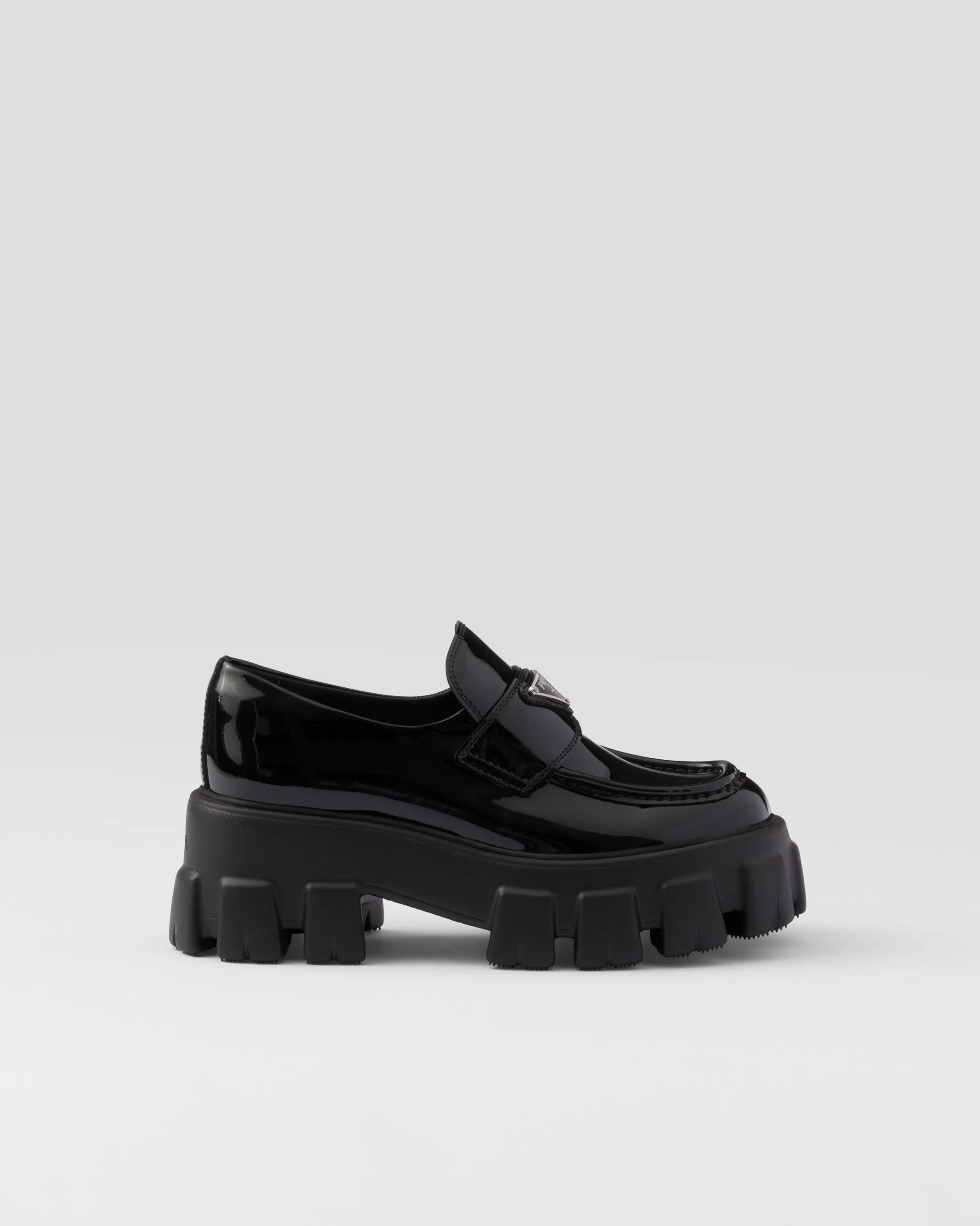 Prada Monolith patent leather loafers Black Discount