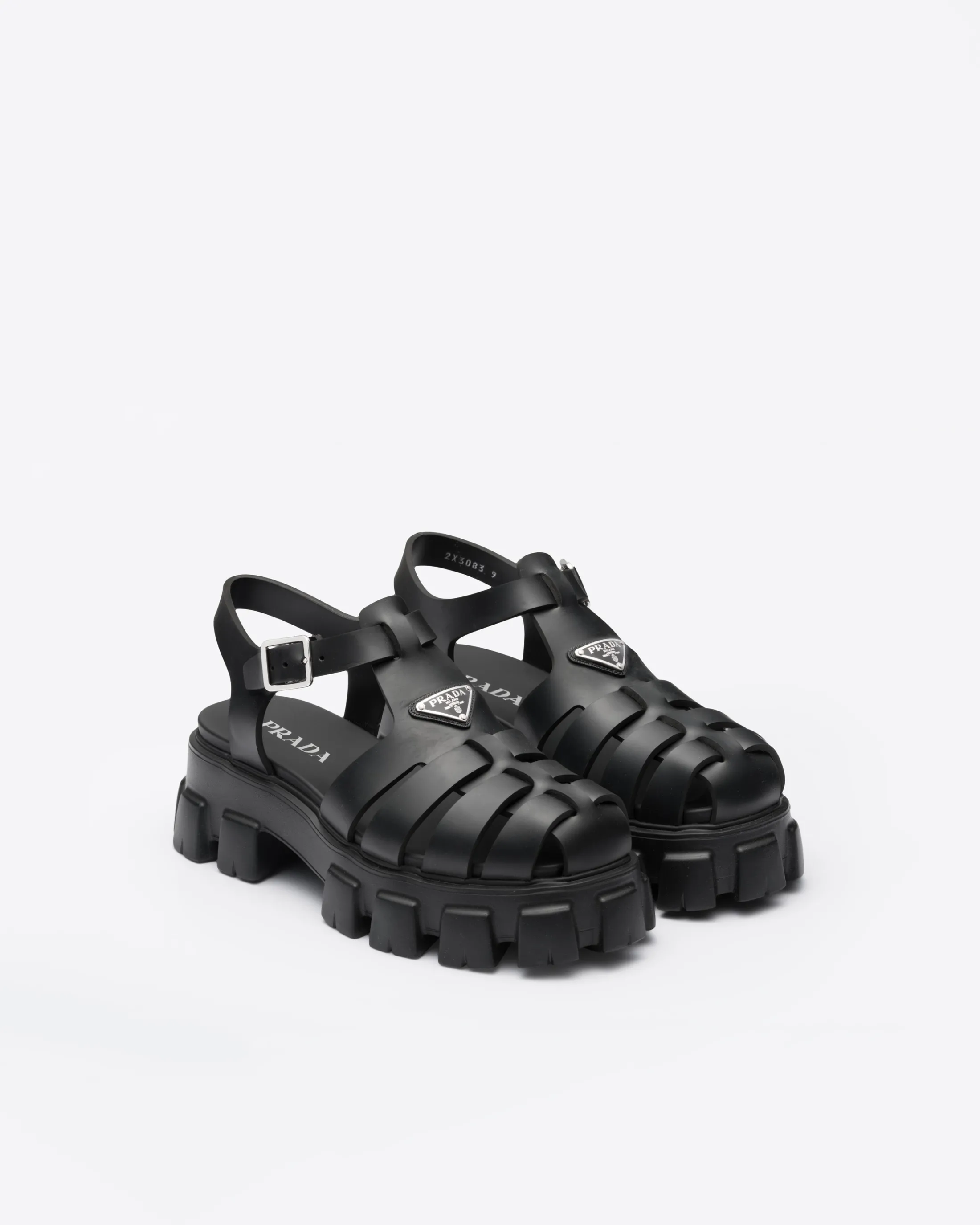 Prada Monolith rubber sandals Black Discount