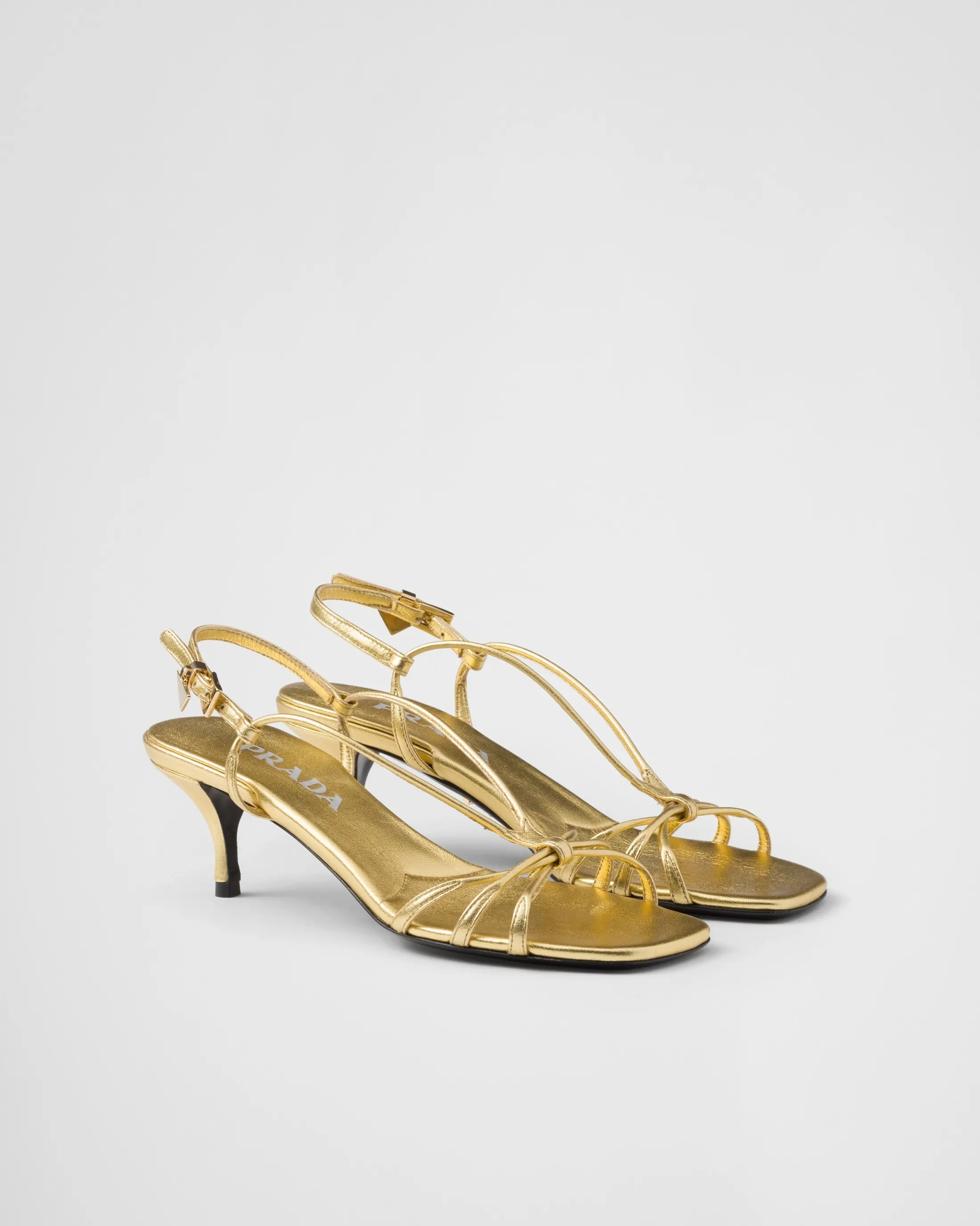 Prada Mordoré nappa leather heeled sandals Gold Best Sale