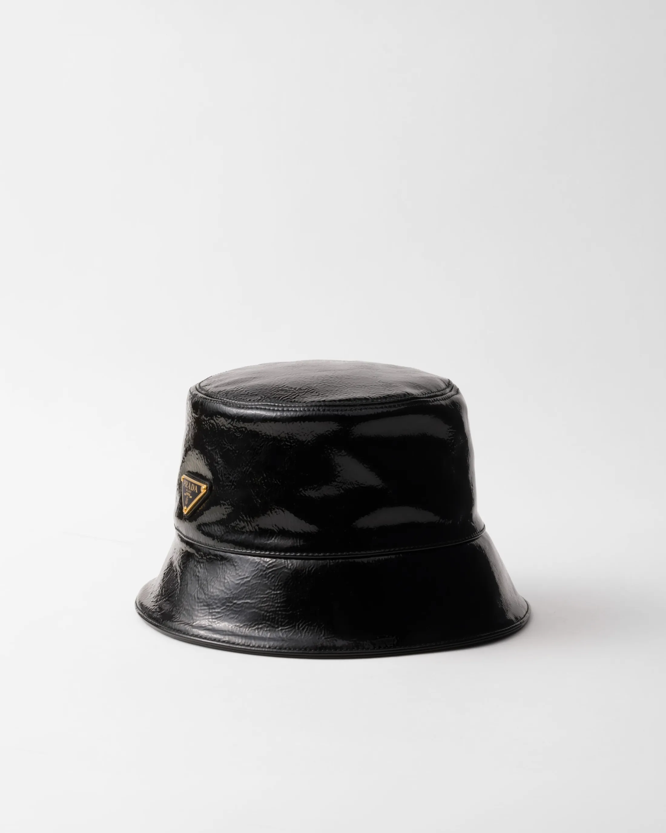 Prada Naplak patent leather bucket hat Black Flash Sale