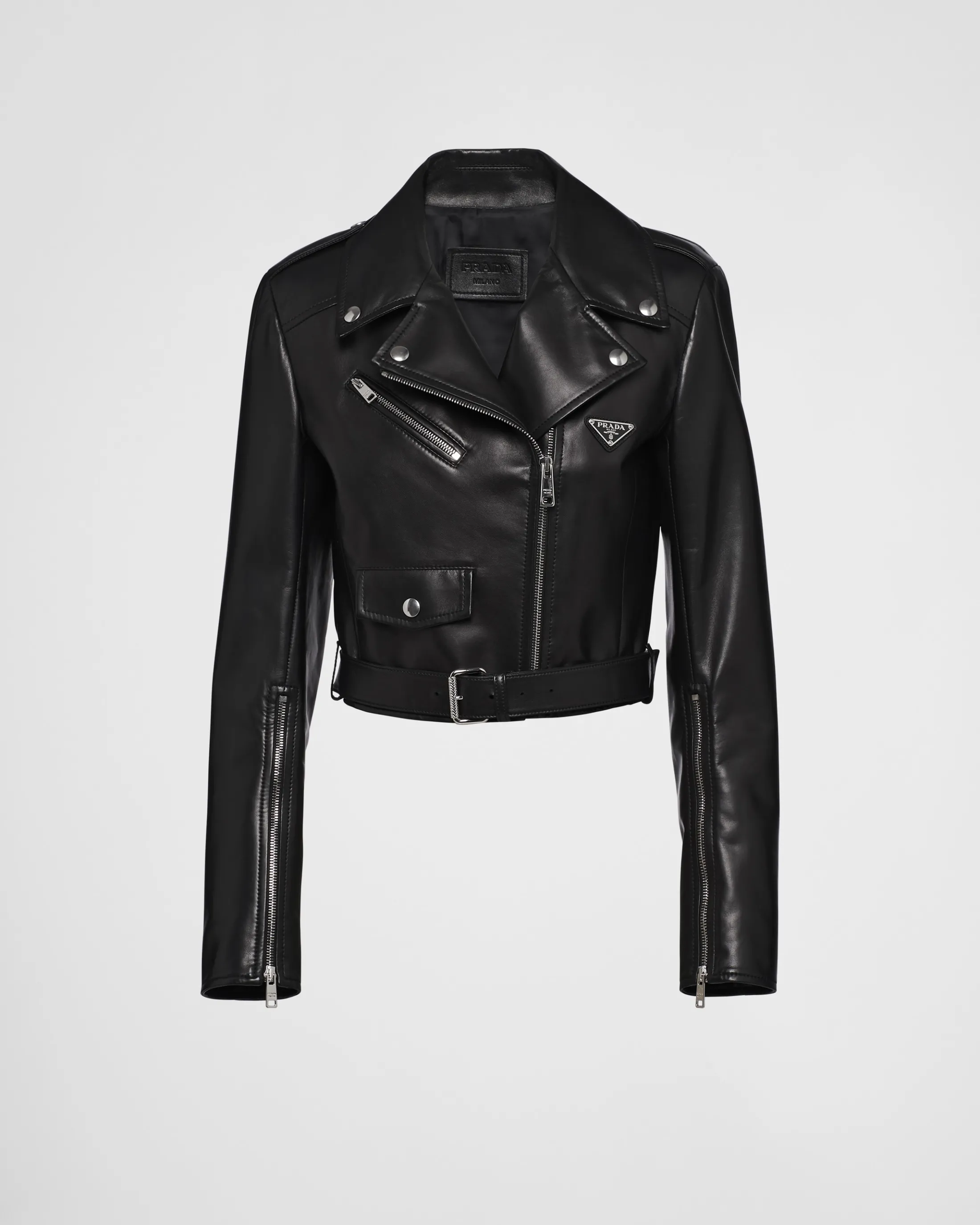 Prada Nappa leather biker jacket Black Flash Sale