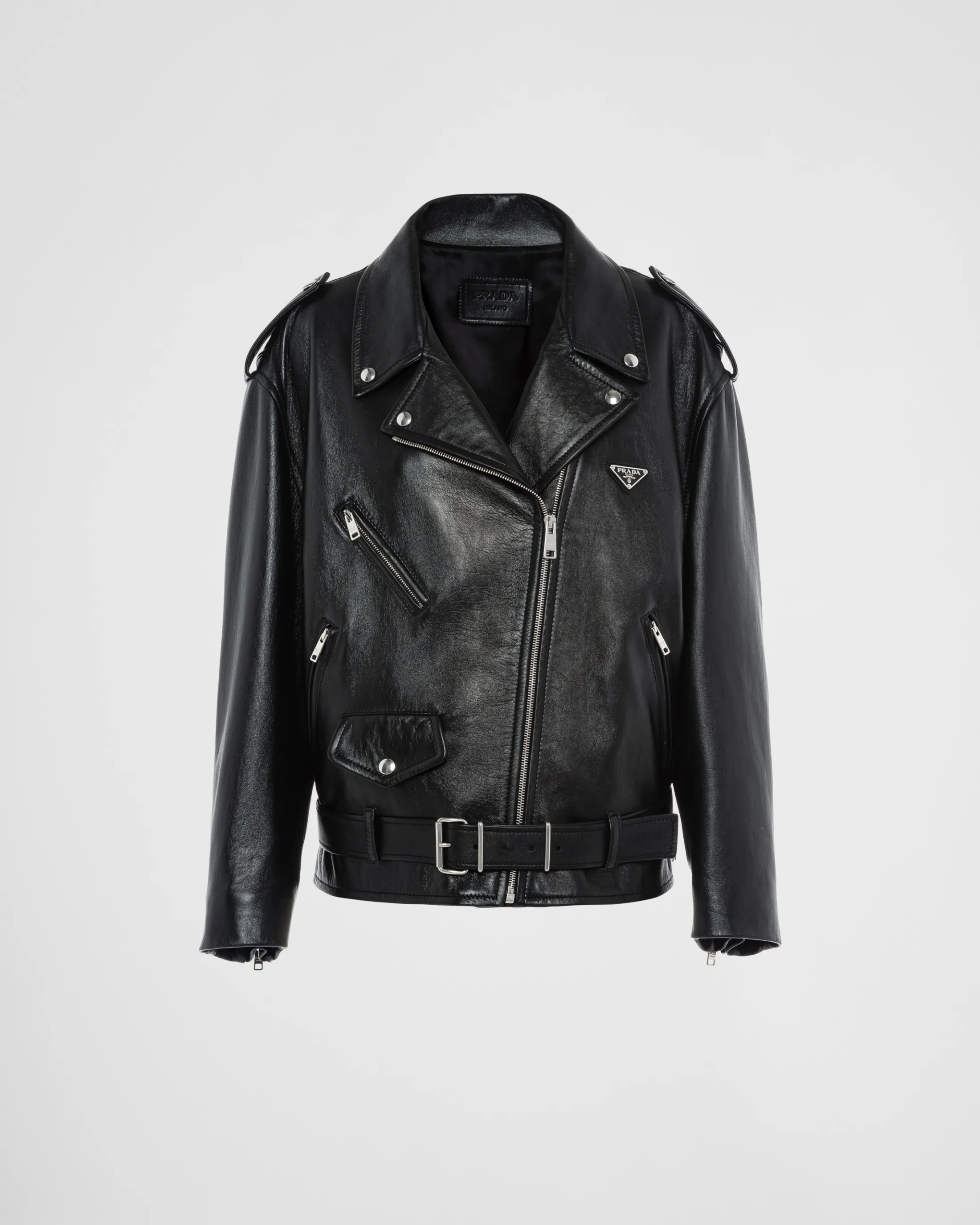 Prada Nappa leather biker jacket Black Cheap