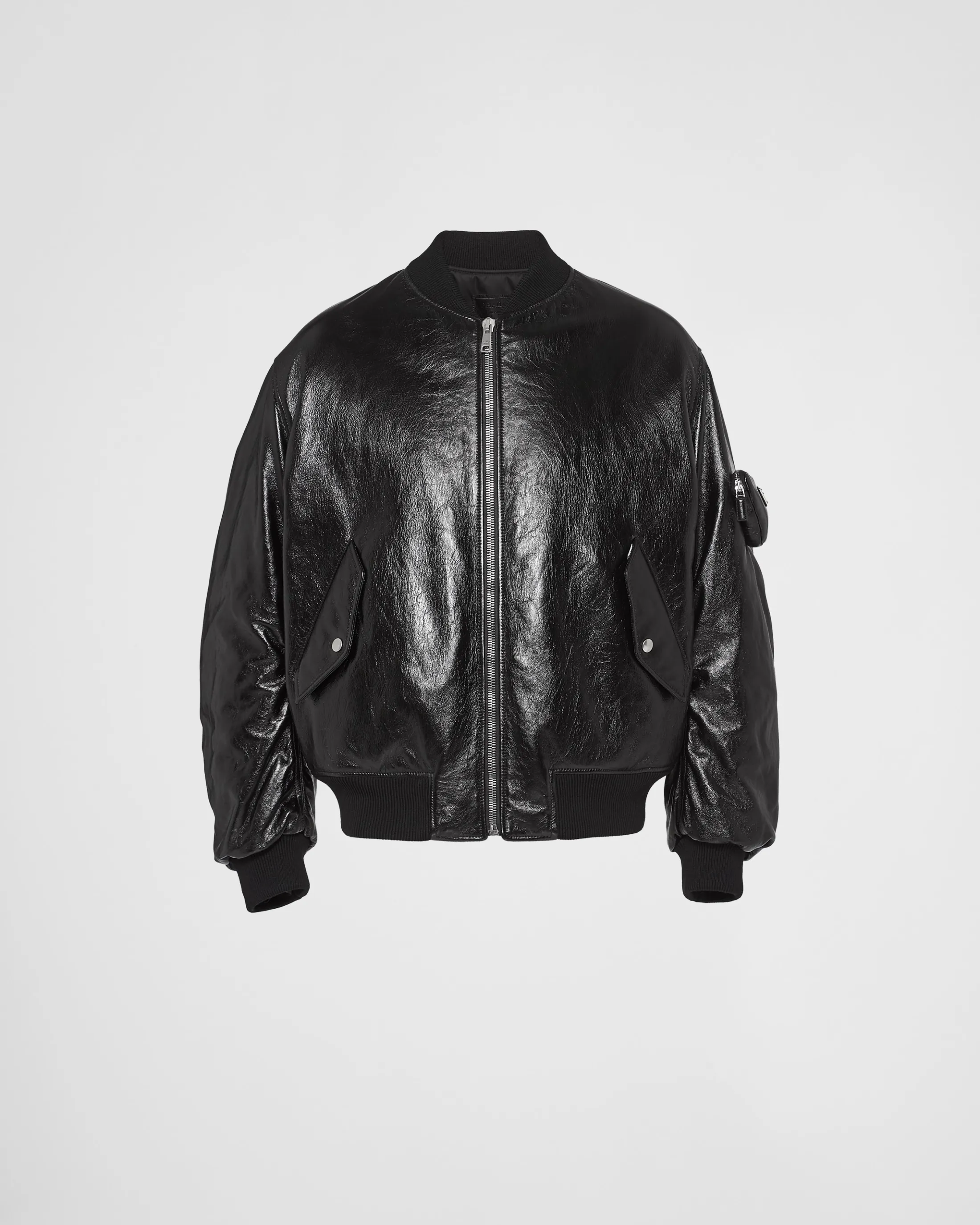 Prada Nappa leather bomber jacket Black Best Sale