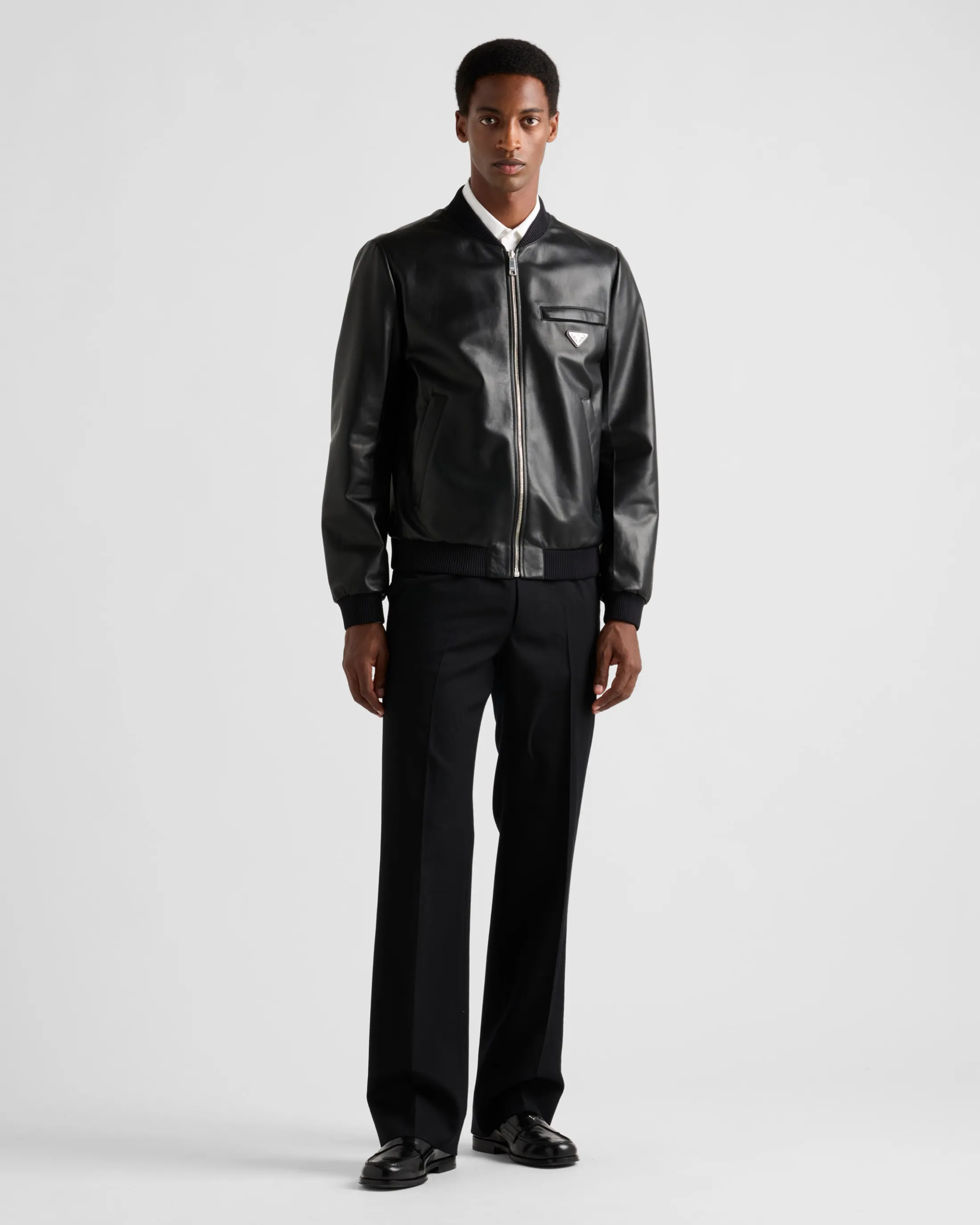 Prada Nappa leather bomber jacket Black Outlet