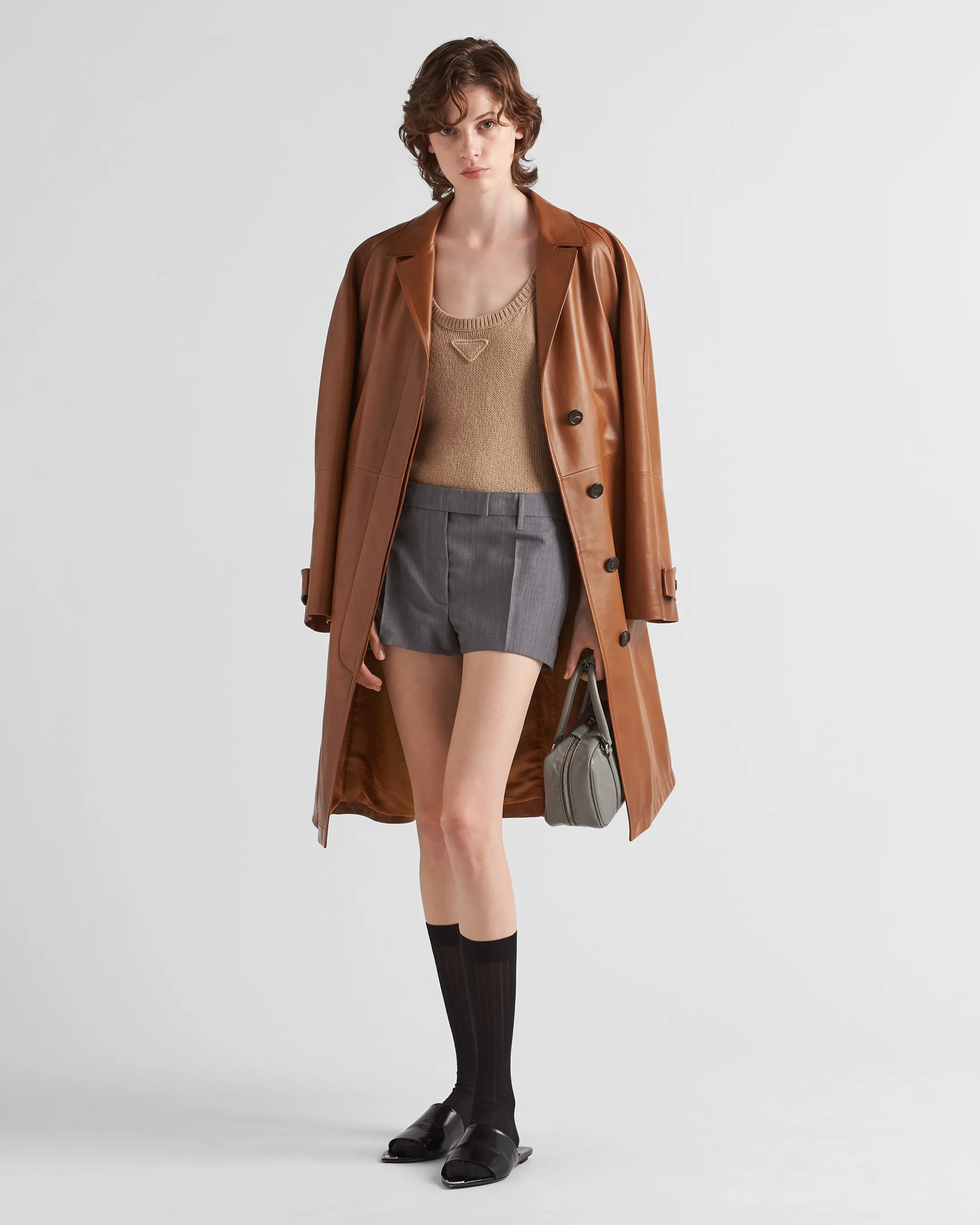 Prada Nappa leather coat Caramel Best