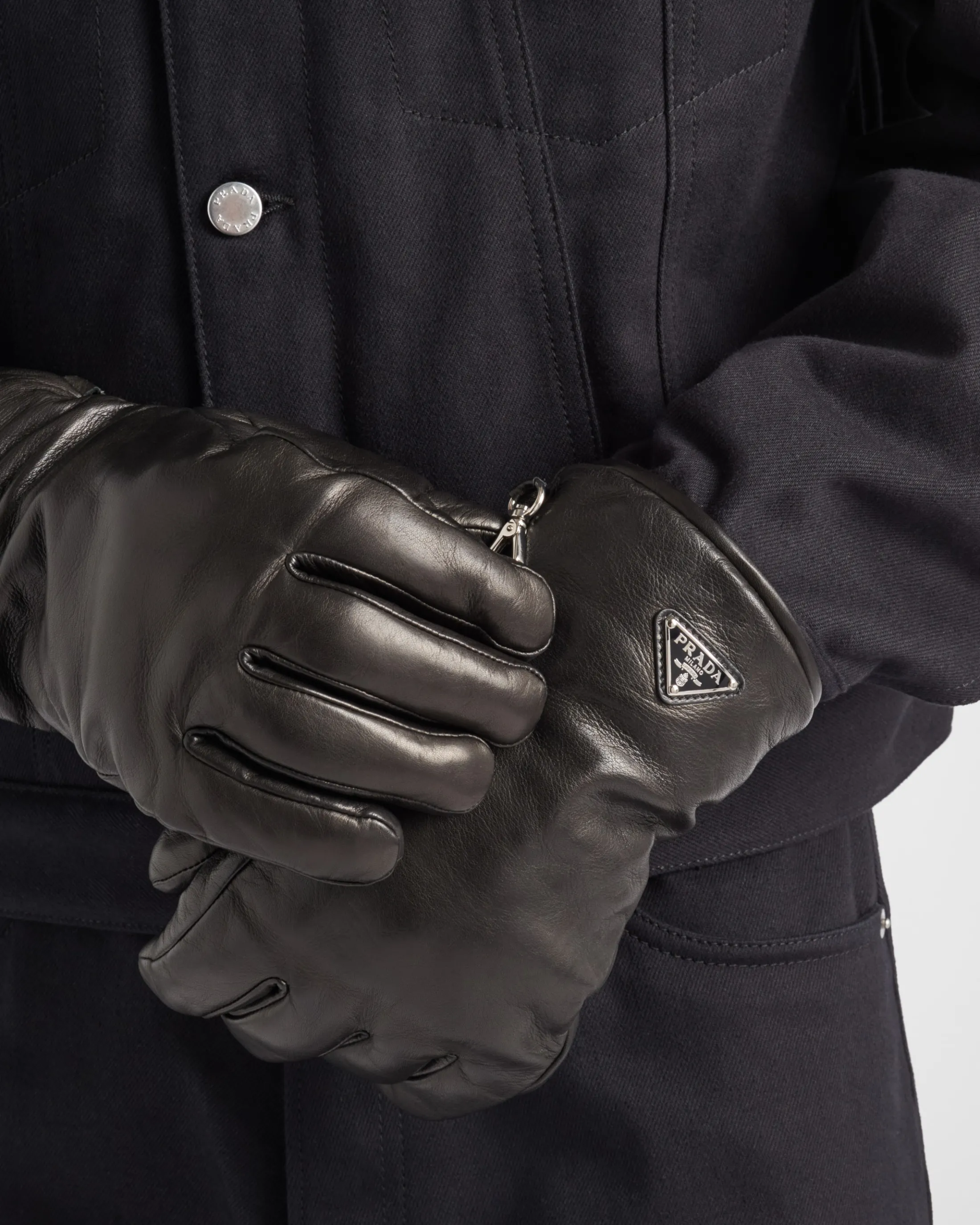 Prada Nappa leather gloves Black Clearance