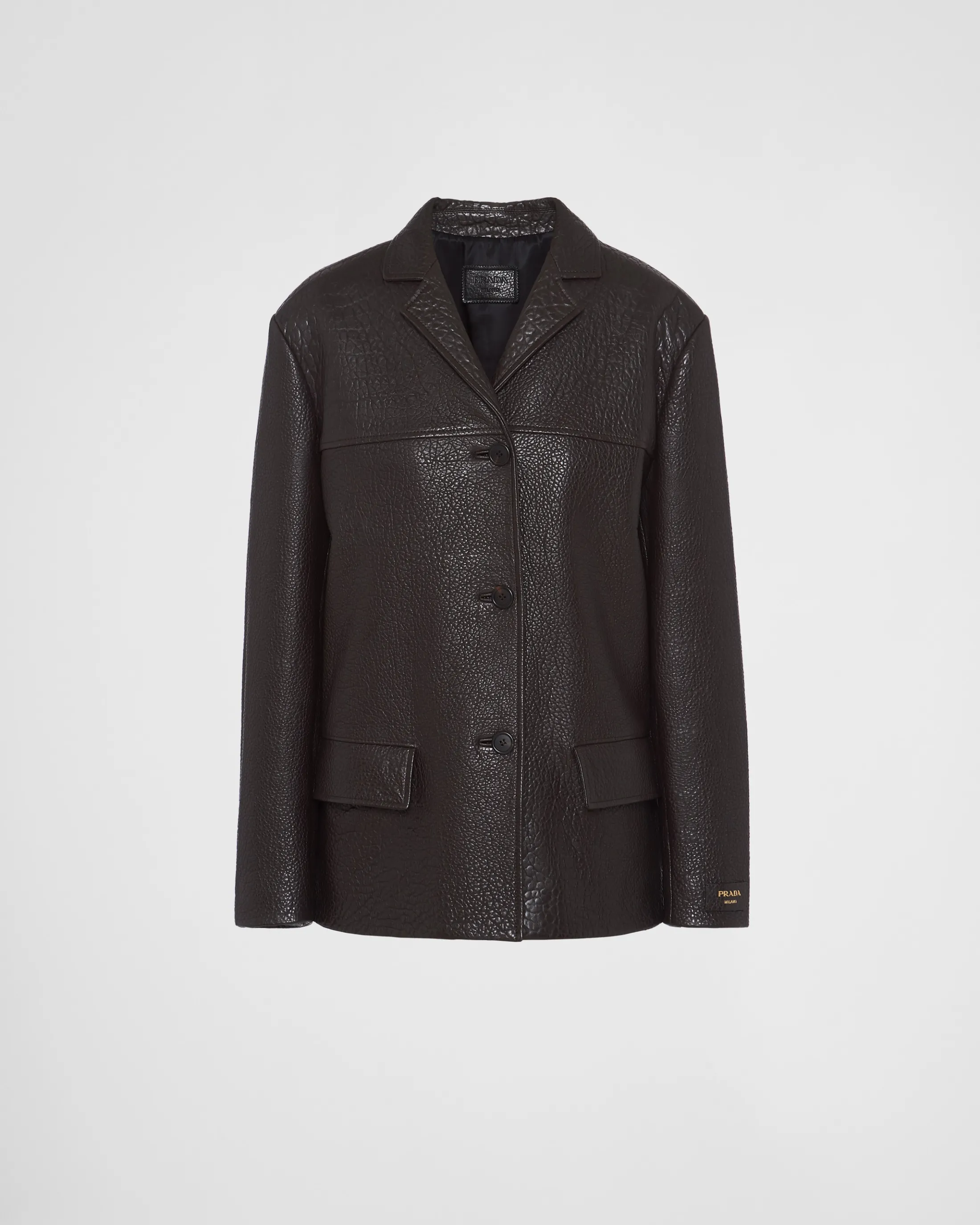 Prada Nappa leather jacket Coffee Discount