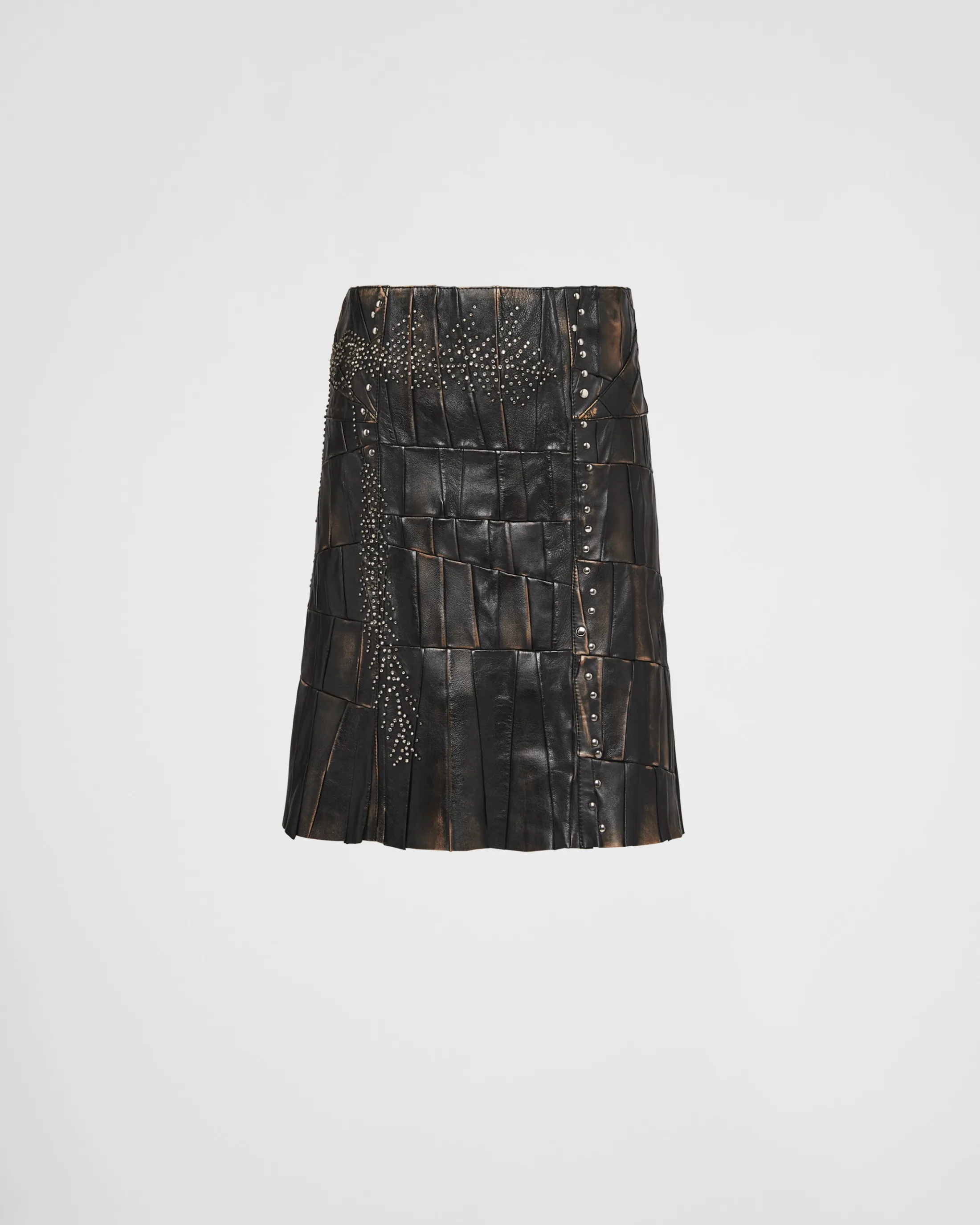 Prada Nappa leather patchwork skirt Black Discount