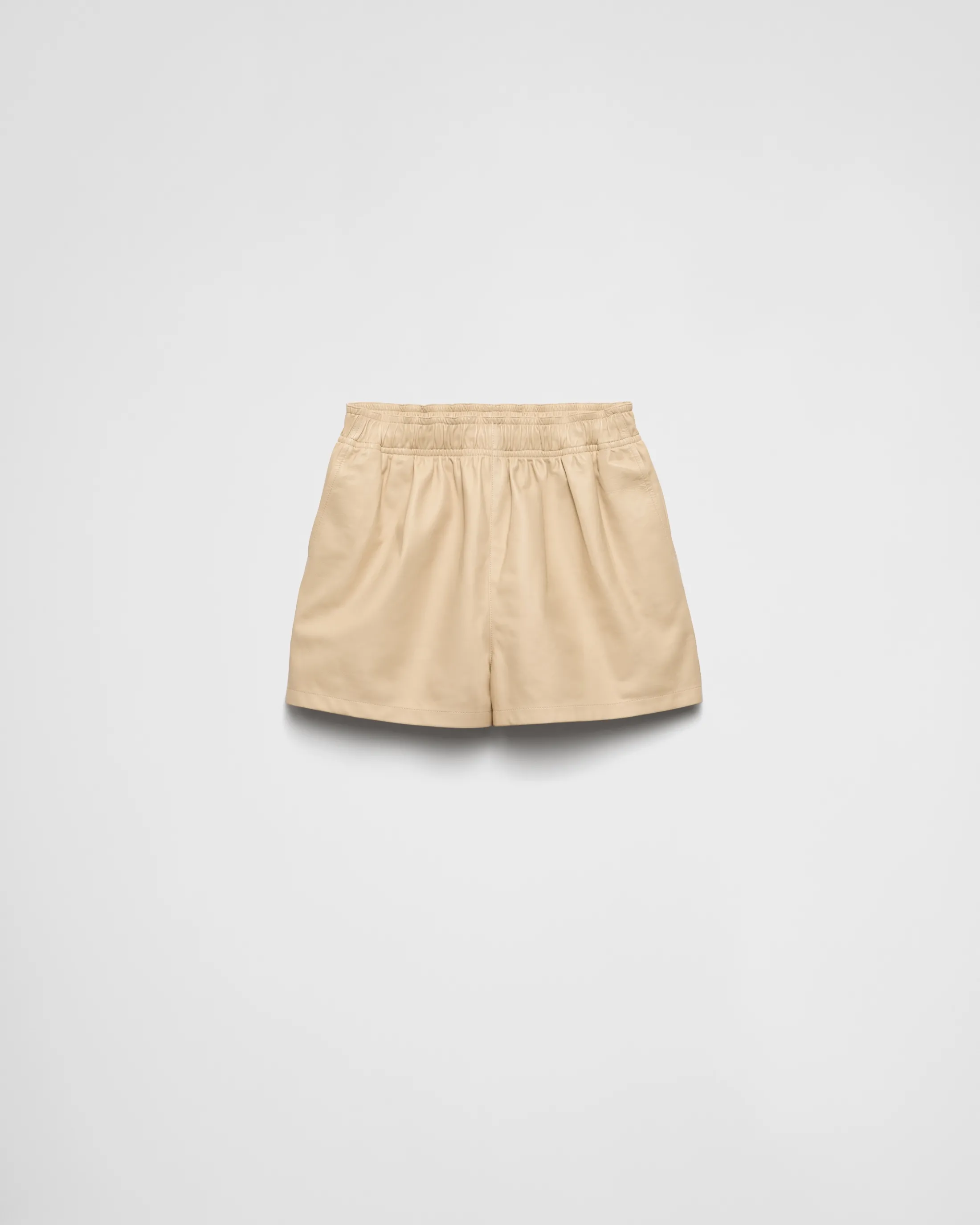 Prada Nappa leather shorts Sandbeige Outlet