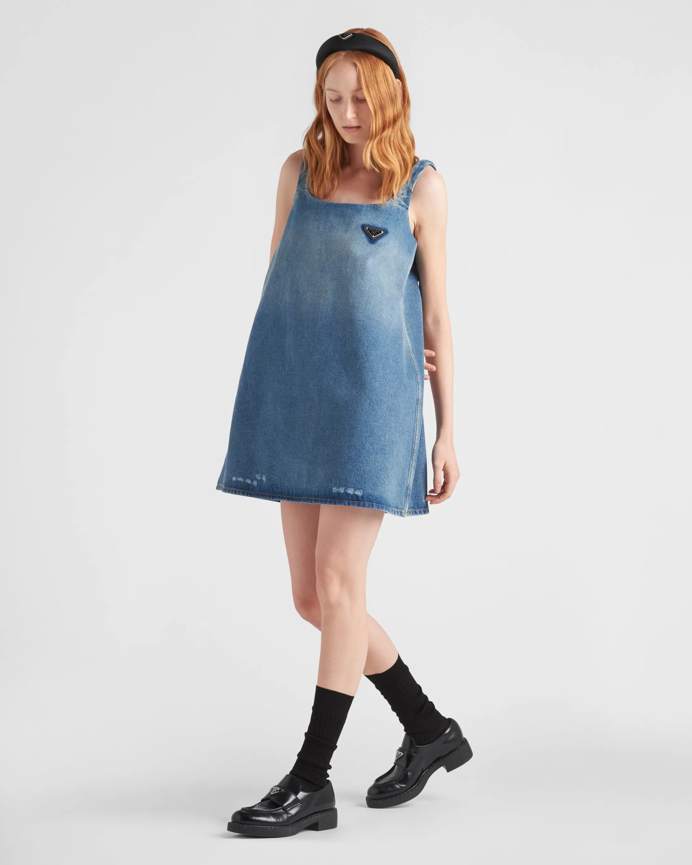 Prada Organic denim mini-dress Navy Shop