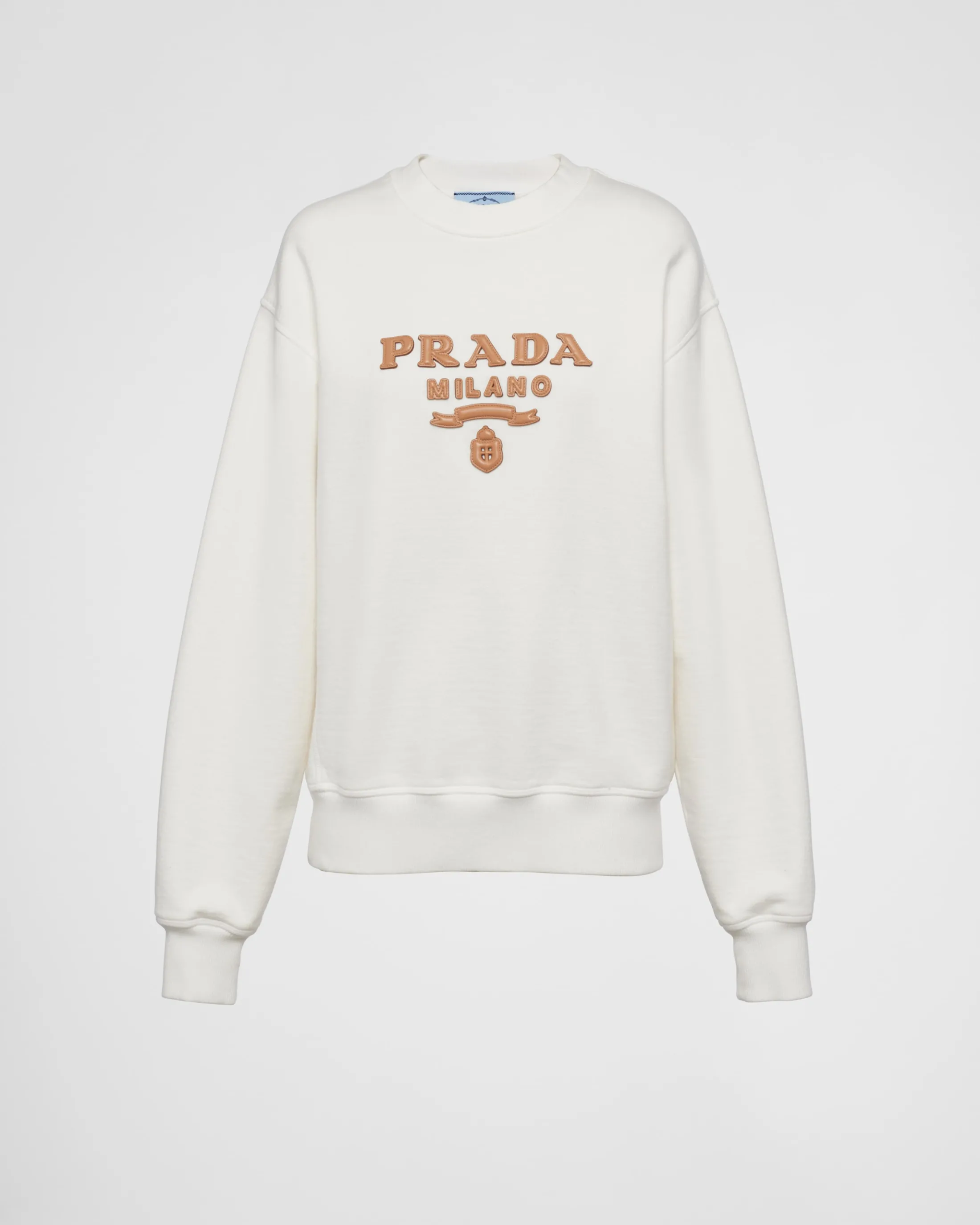 Prada Oversized cotton sweatshirt Natural Outlet