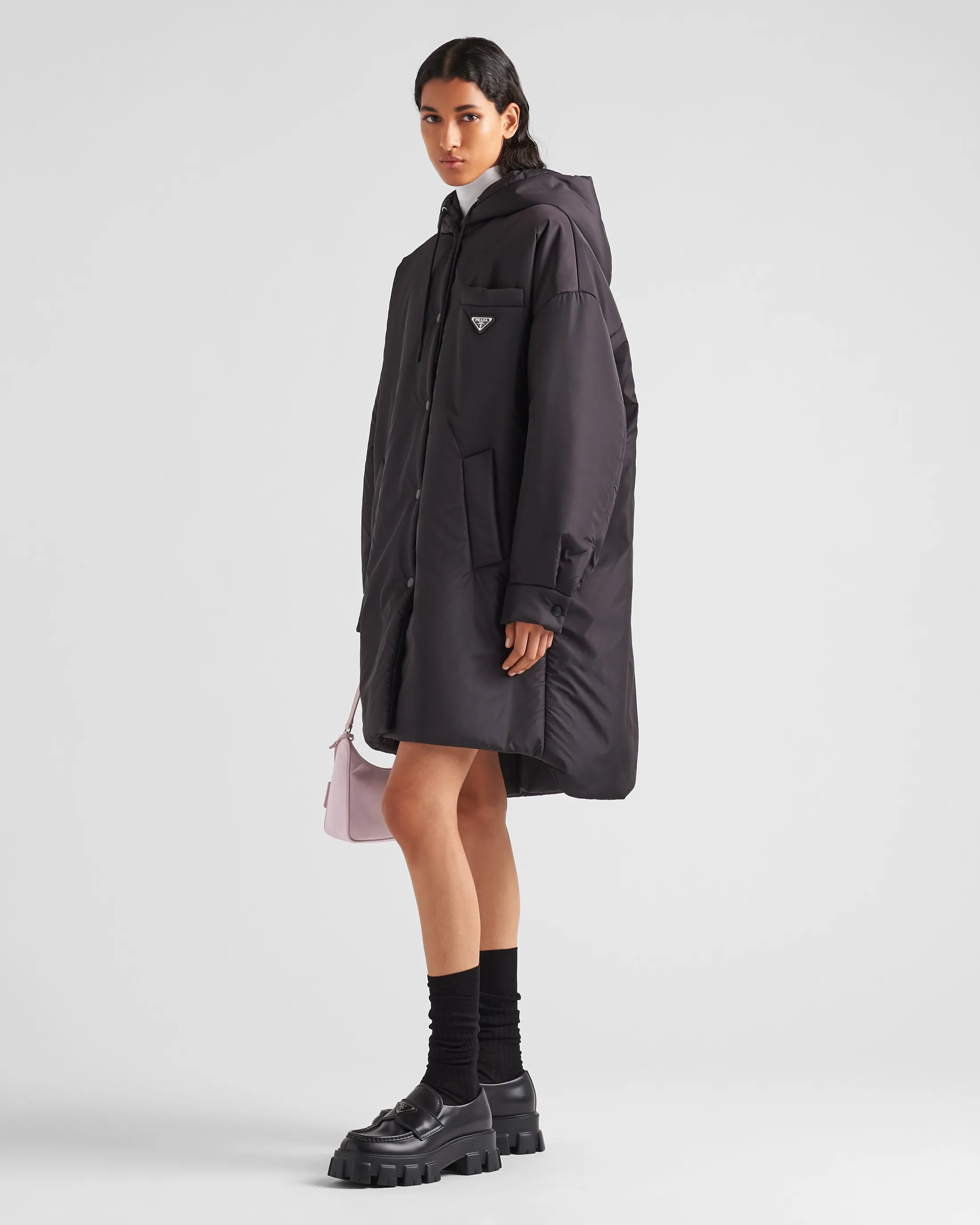 Prada Oversized light Re-Nylon raincoat Black Outlet