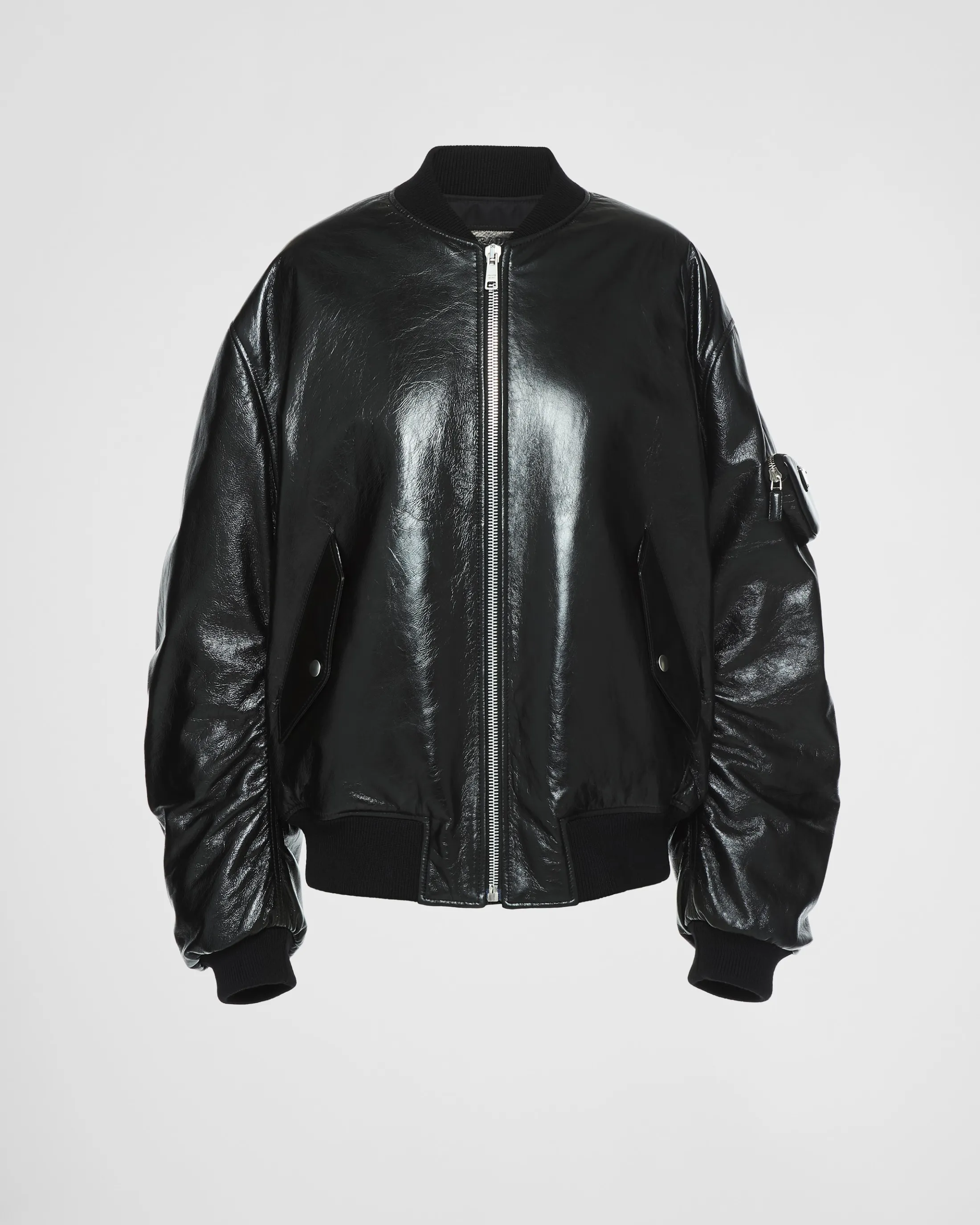 Prada Oversized nappa leather bomber jacket Black Cheap