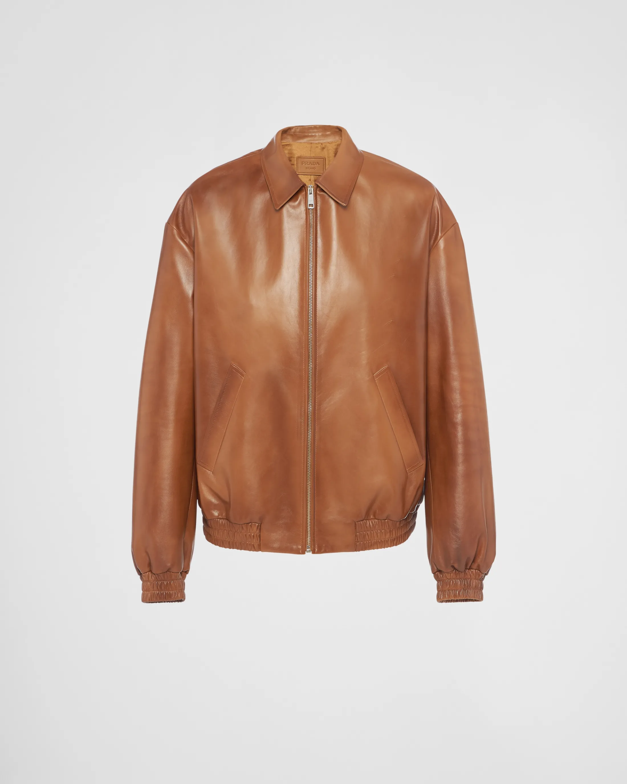 Prada Oversized nappa leather bomber jacket Caramel Best Sale