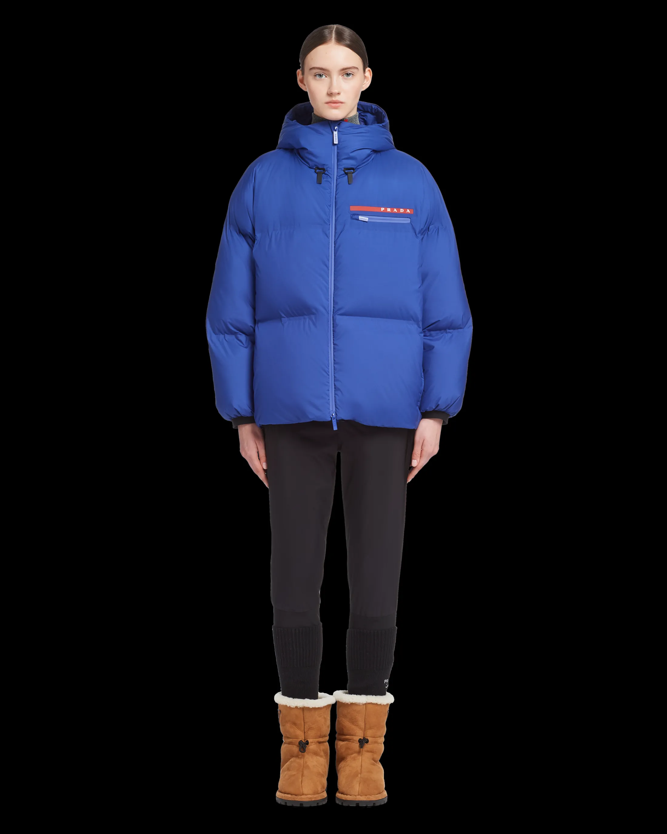 Prada Oversized technical Re-Nylon down jacket Indigoblue Discount