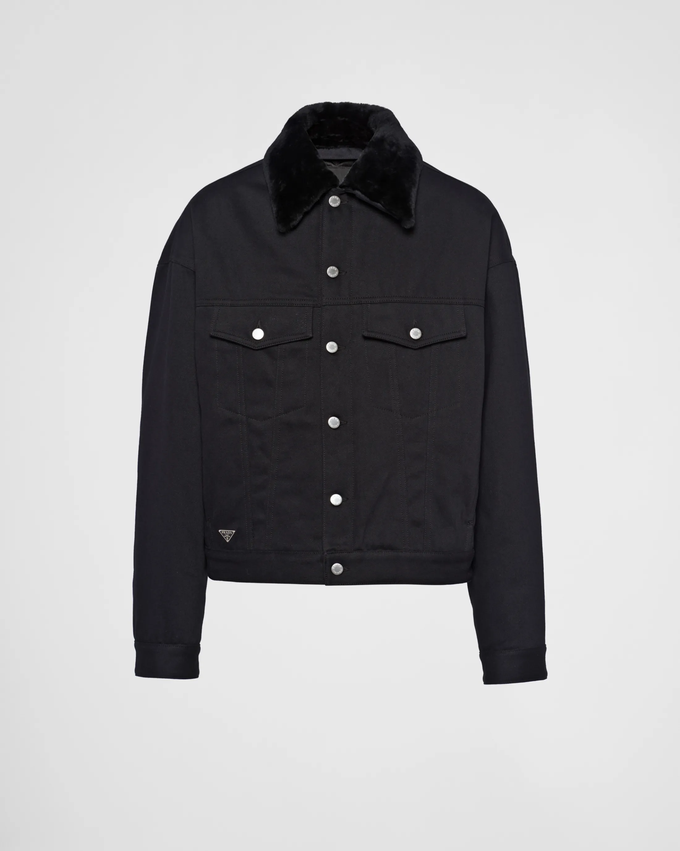 Prada Padded bull denim blouson jacket Black Online