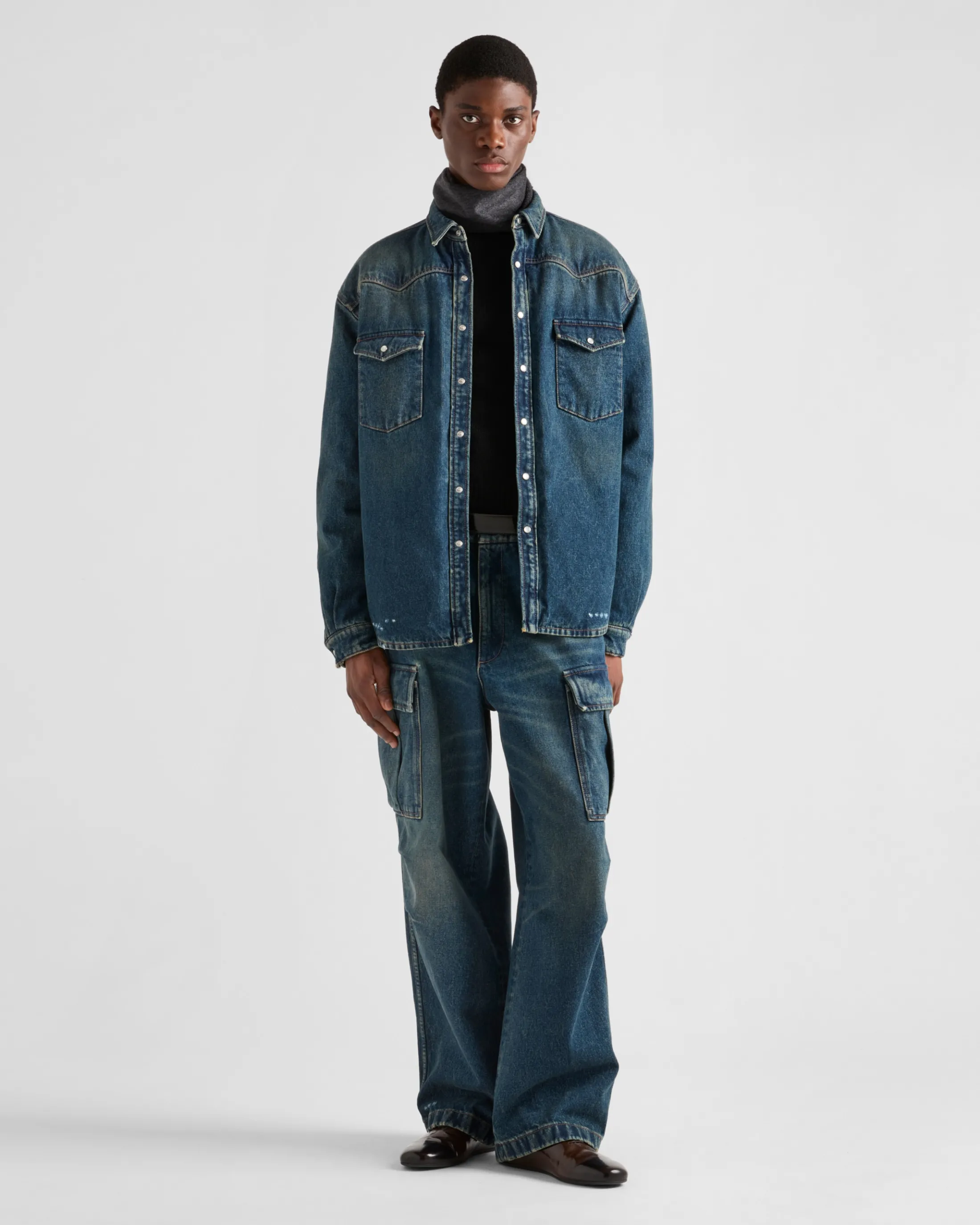 Prada Padded denim shirt Navy Sale