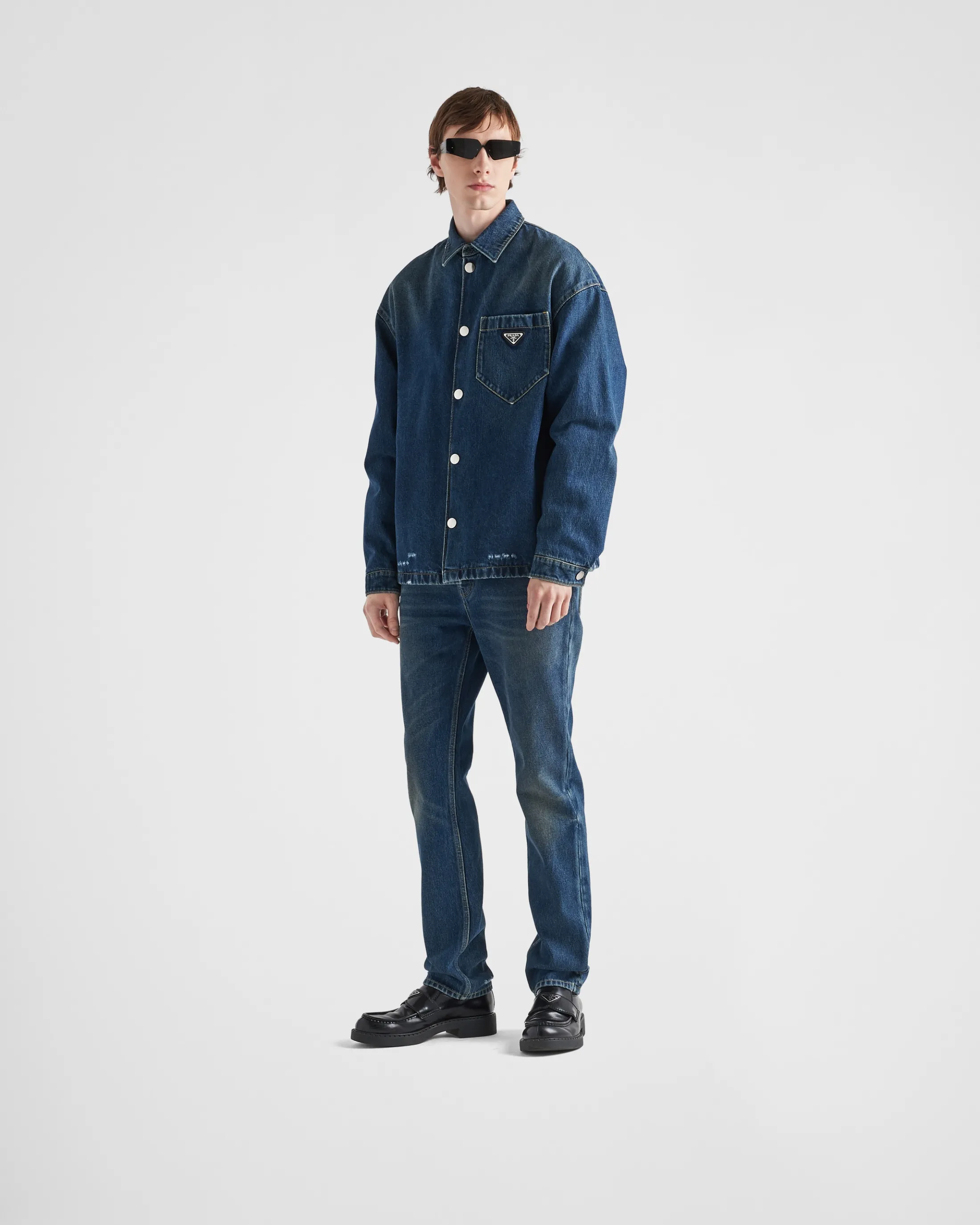 Prada Padded denim shirt Navy New