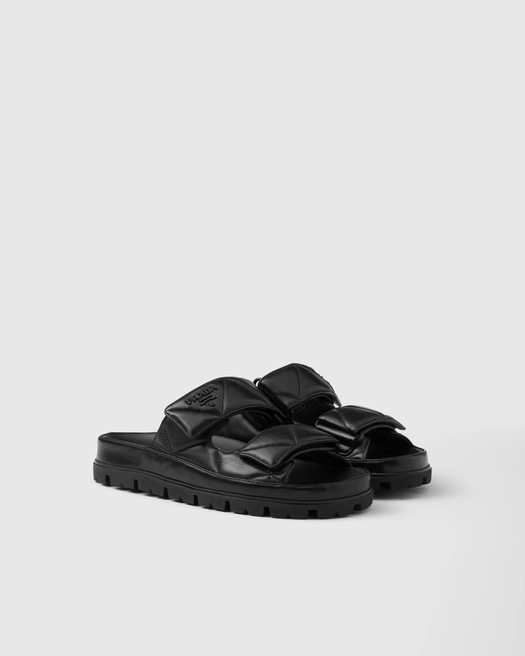 Prada Padded nappa leather sandals Black New