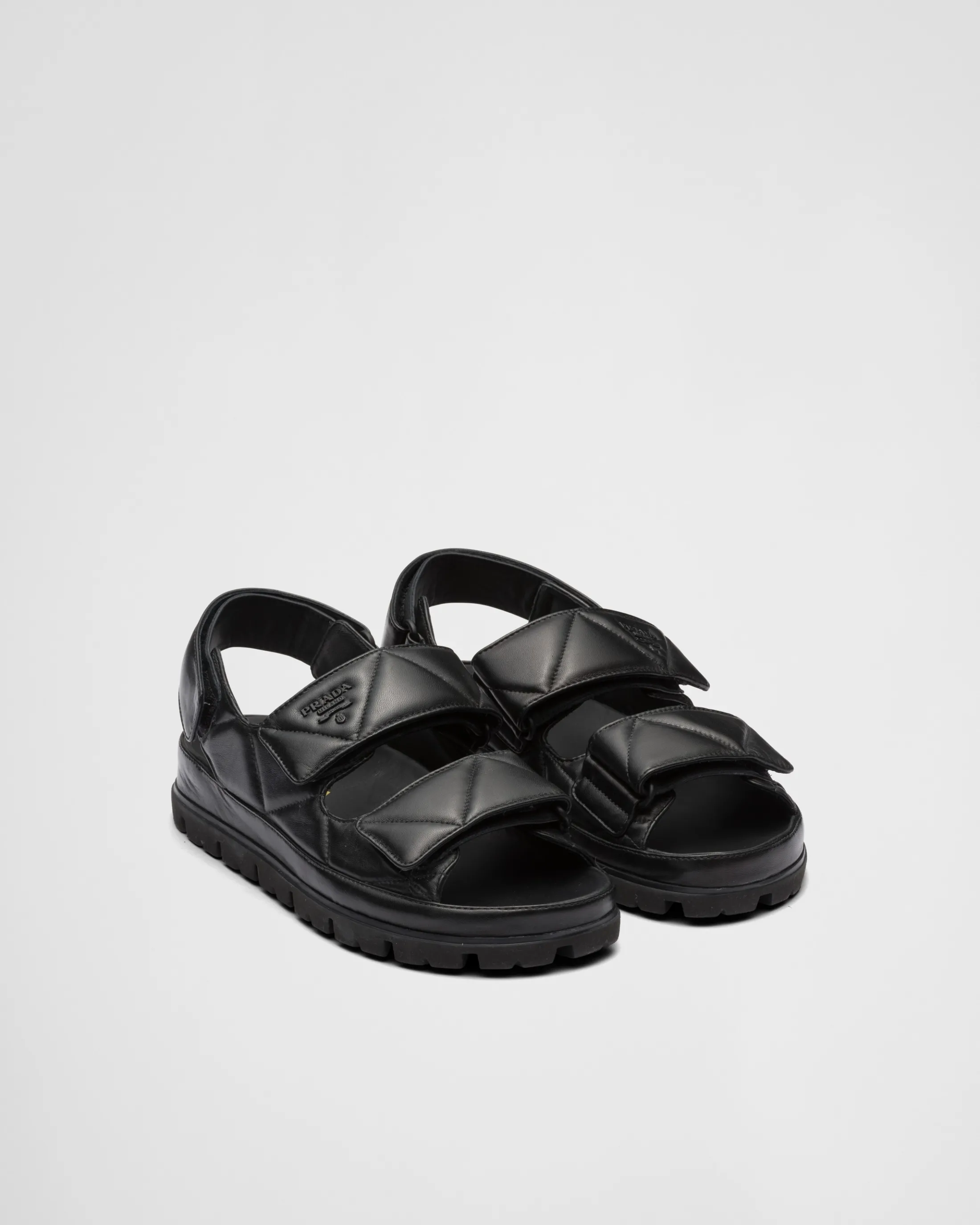 Prada Padded nappa leather sandals Black Hot