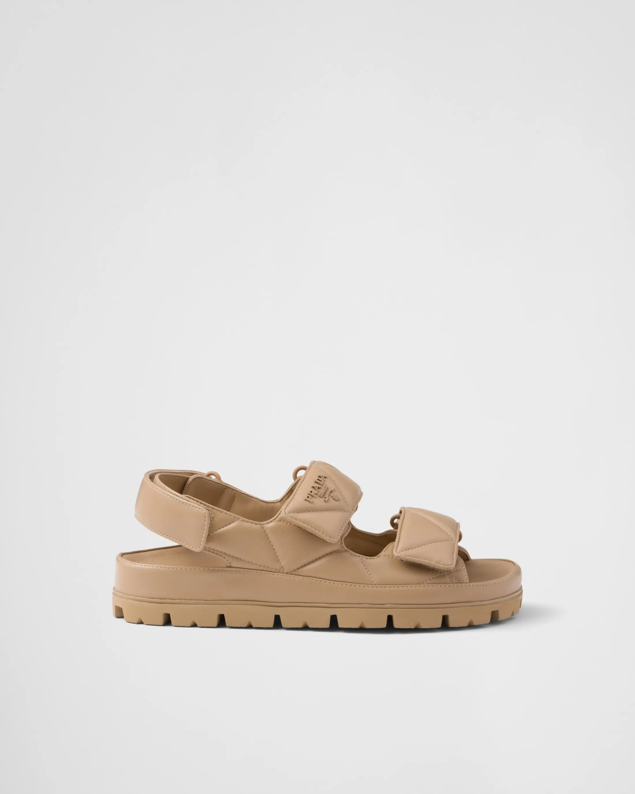 Prada Padded nappa leather sandals Sandbeige Clearance