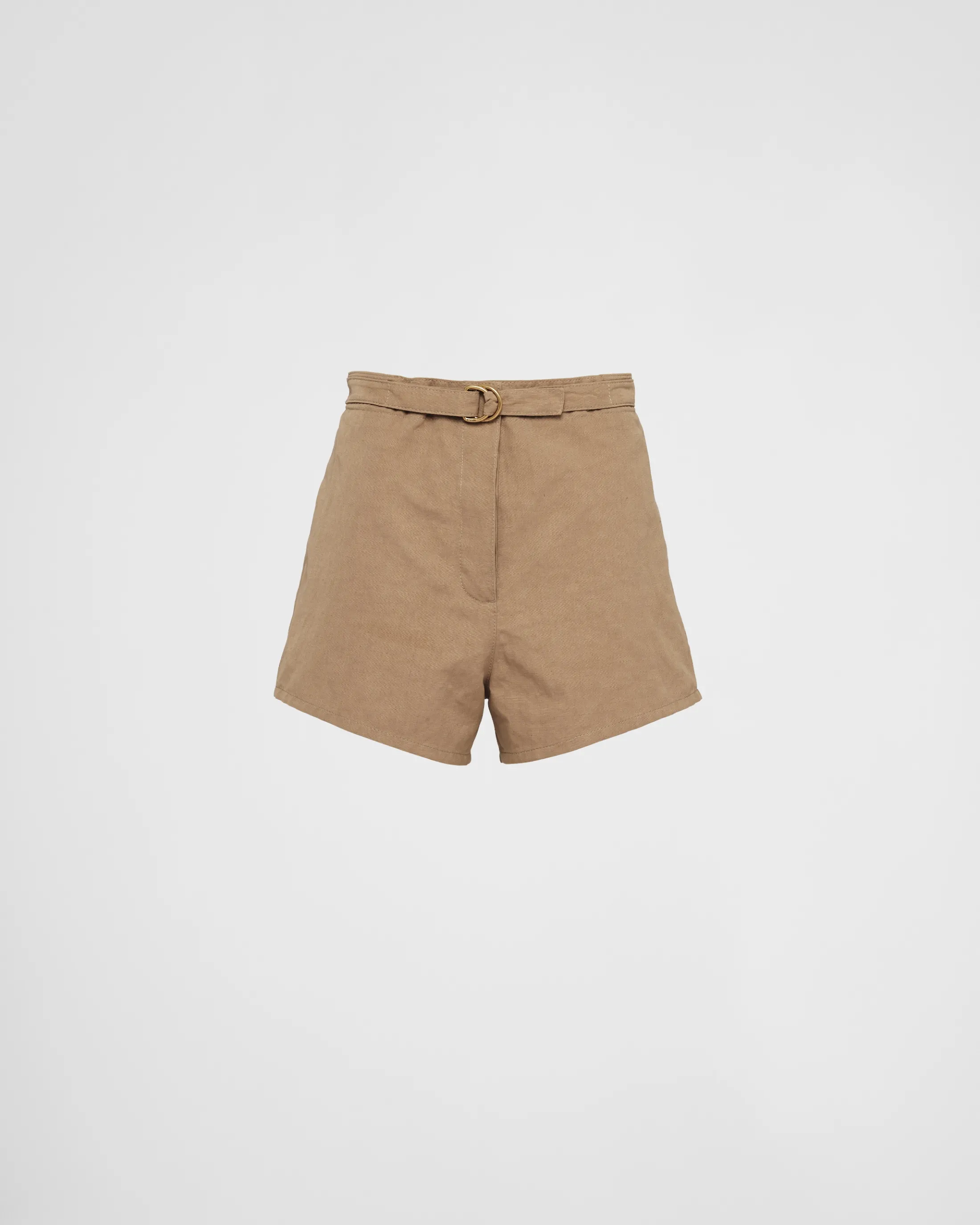 Prada Panama cotton and linen shorts Hazelnut Discount