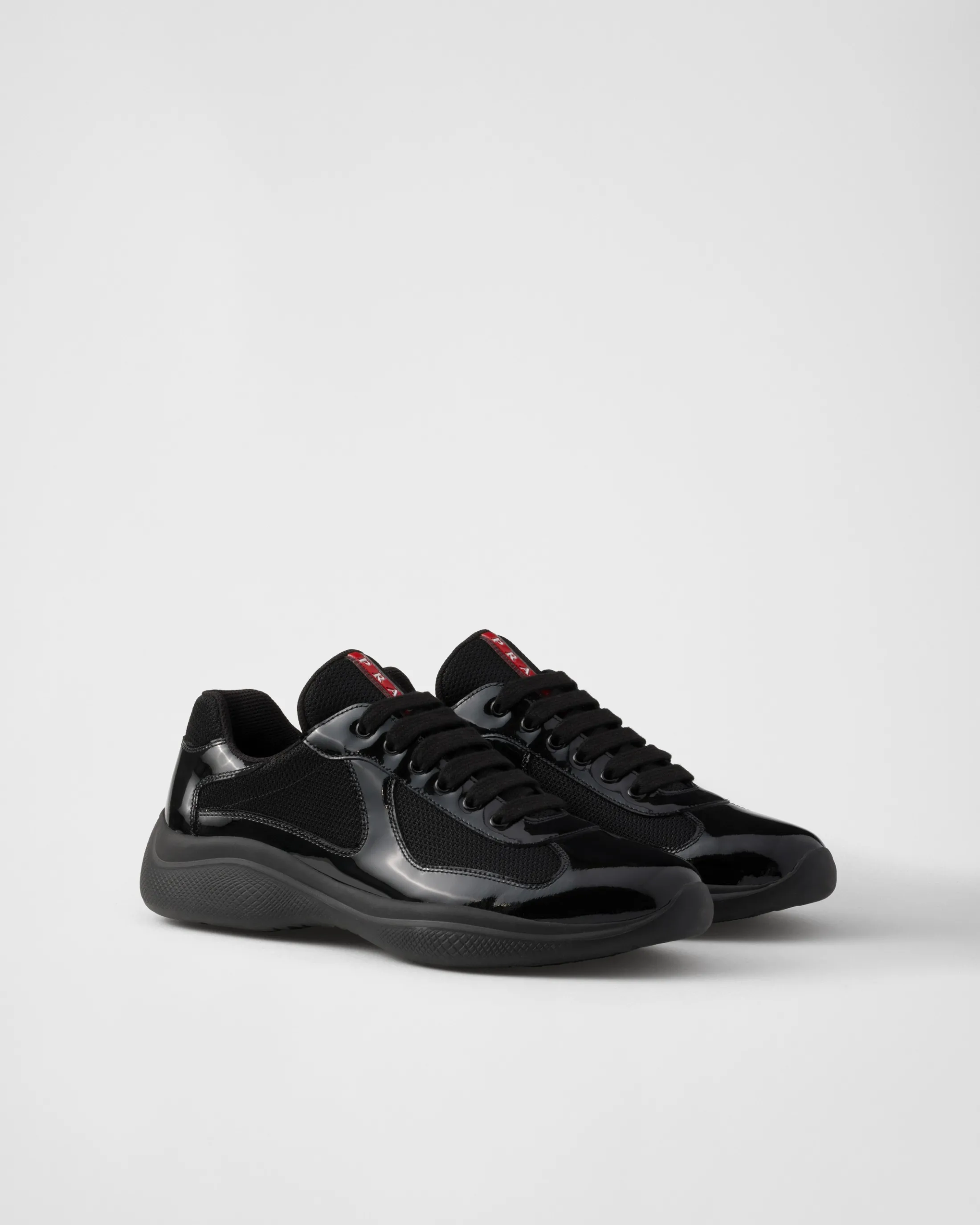 Prada Patent leather and technical fabric America's Cup sneakers Black Cheap