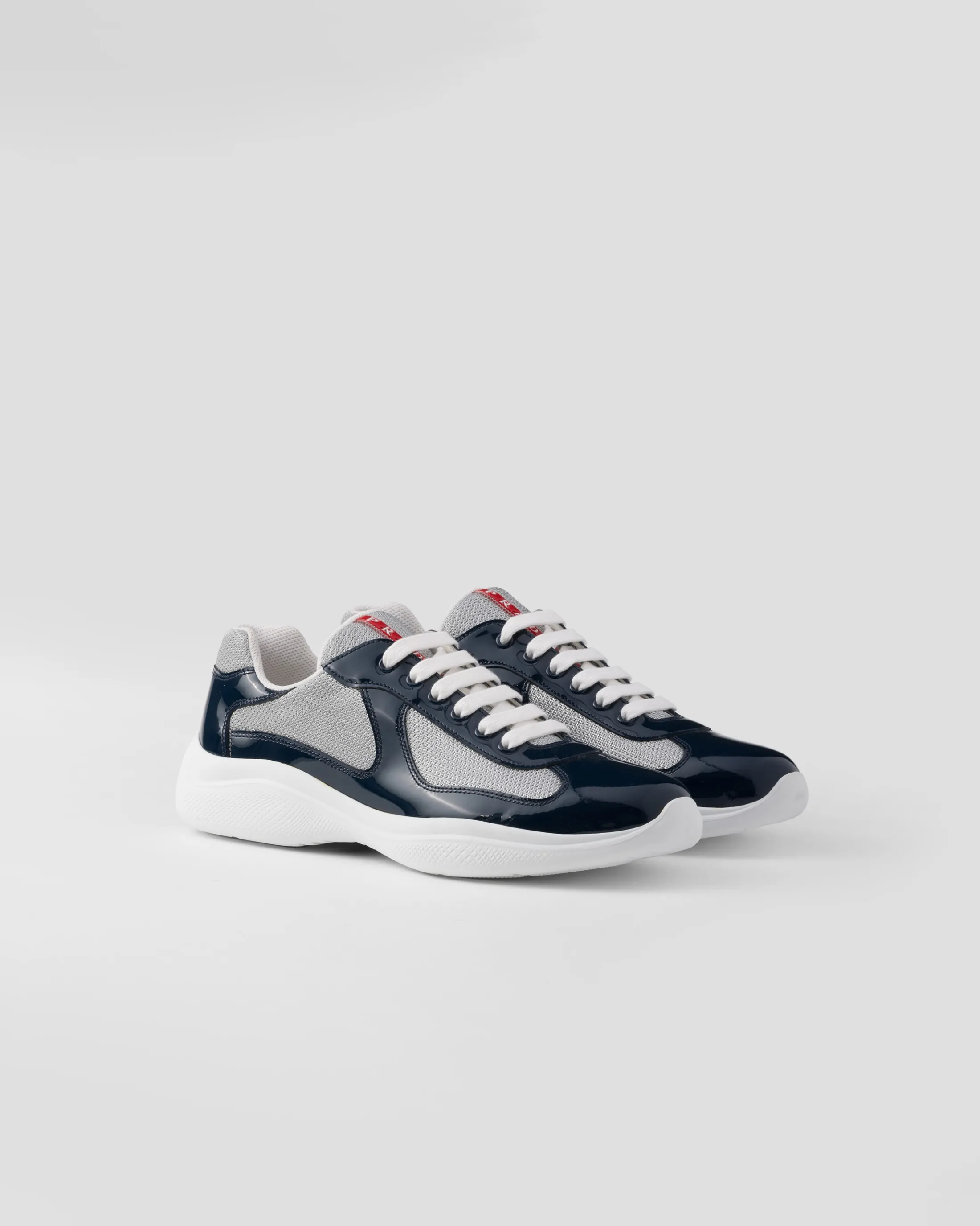 Prada Patent leather and technical fabric America's Cup sneakers Royalblue/silver Store