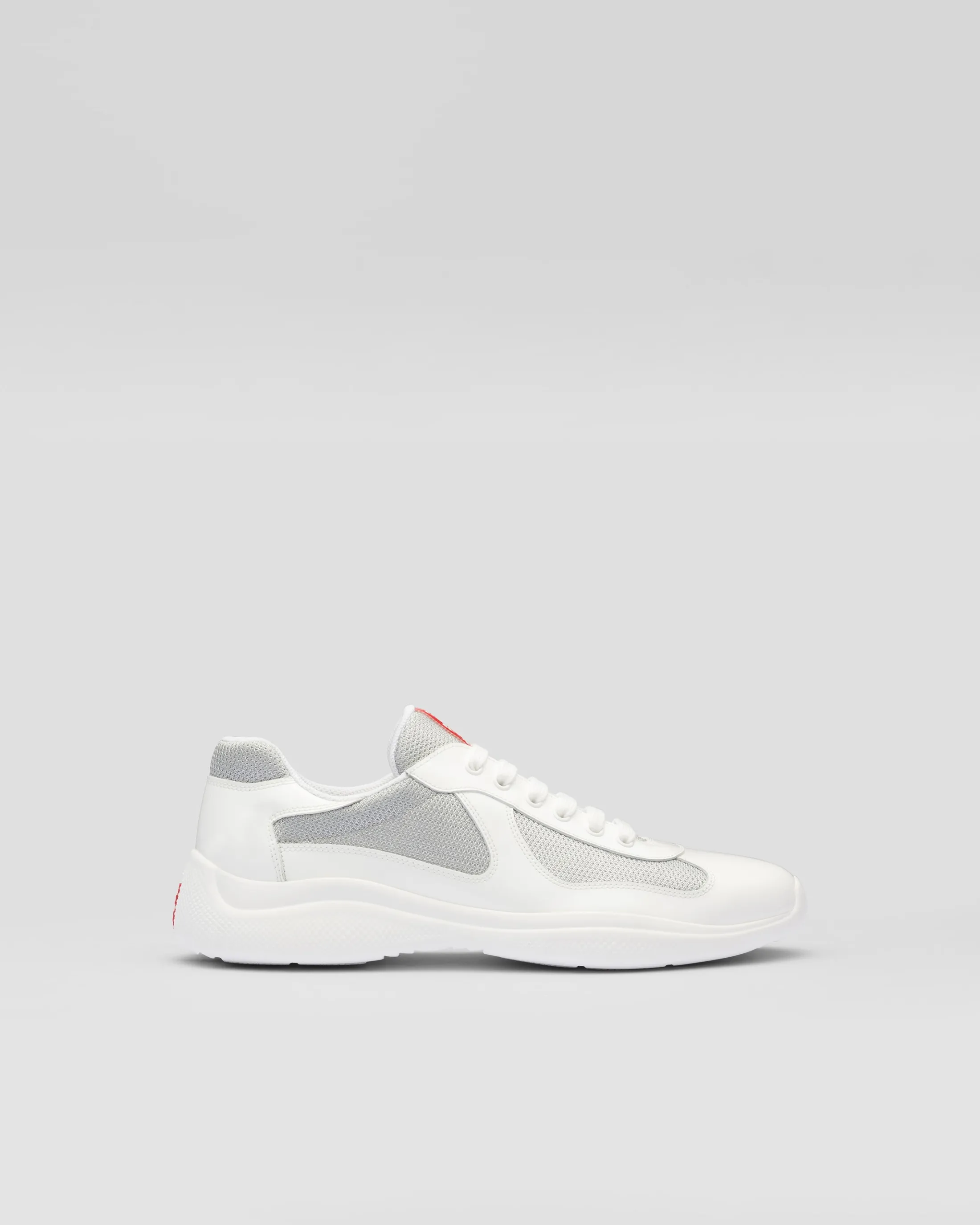 Prada Patent leather and technical fabric America's Cup sneakers White/silver Outlet