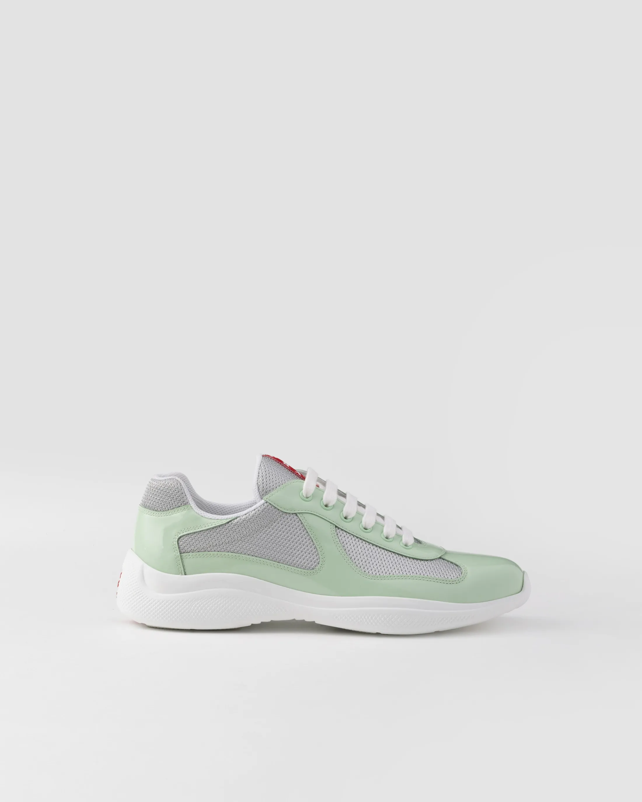 Prada Patent leather and technical fabric America's Cup sneakers Dew/silver Cheap