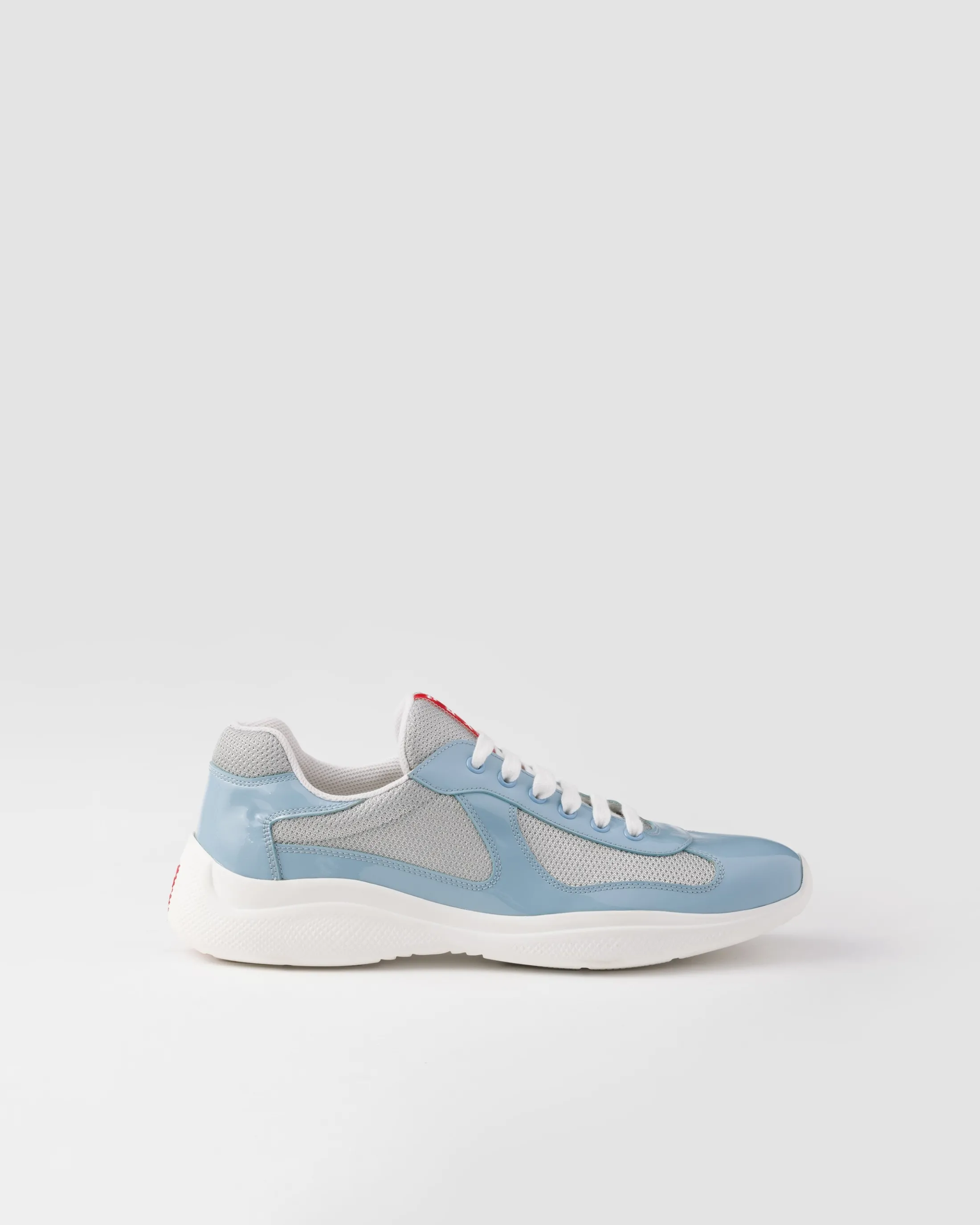 Prada Patent leather and technical fabric America's Cup sneakers Silver/celeste Online