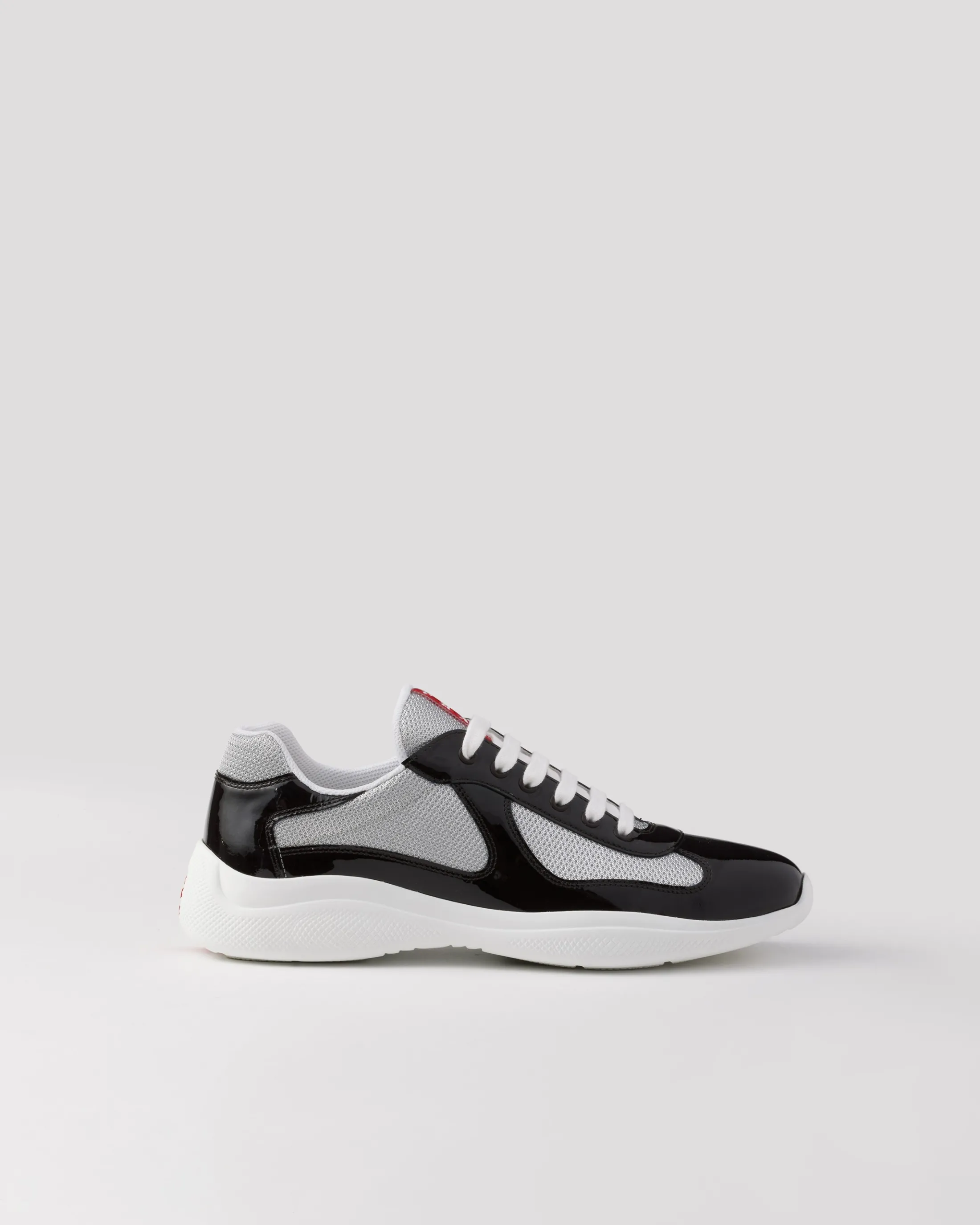 Prada Patent leather and technical fabric America's Cup sneakers Ebony/silver Cheap