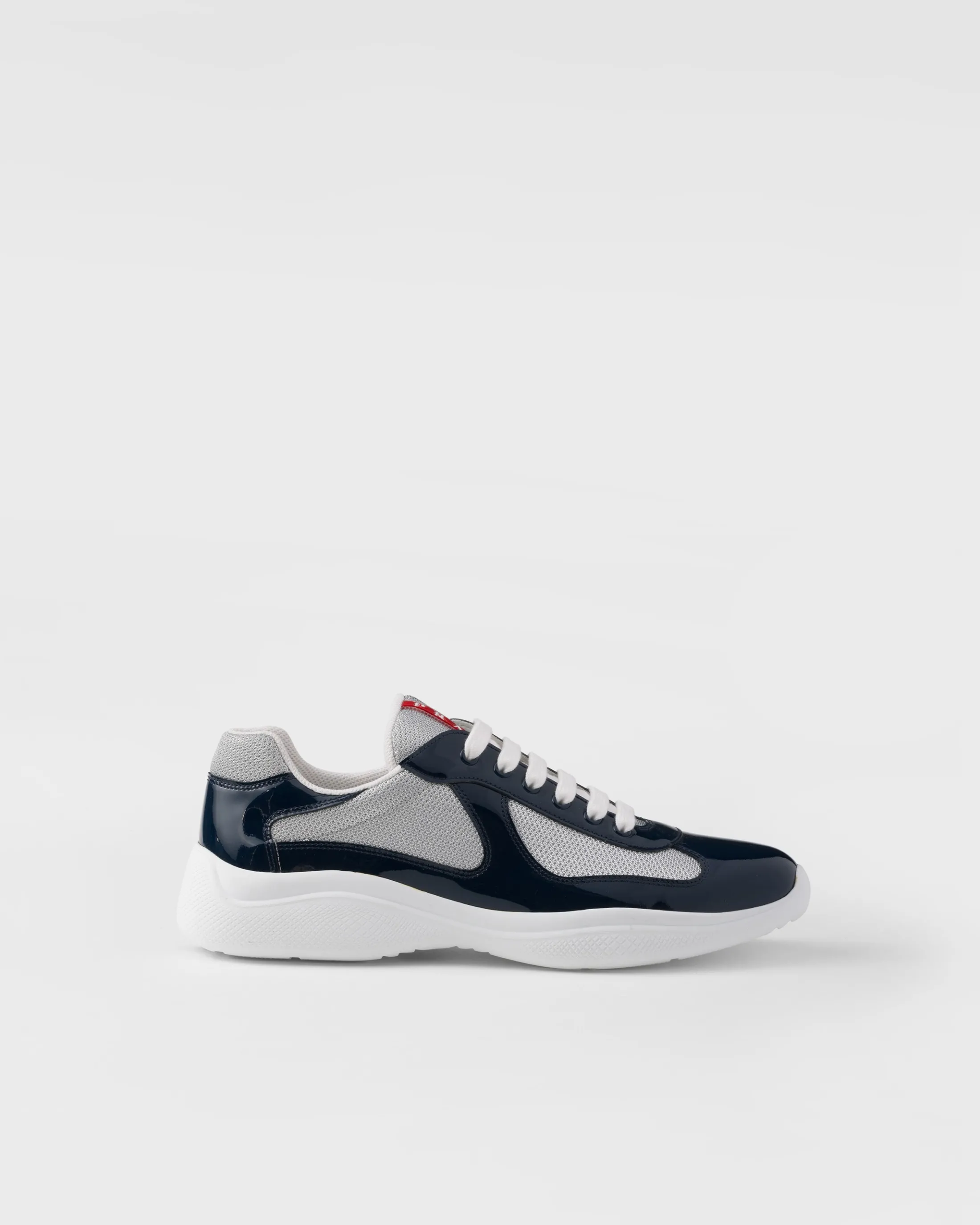 Prada Patent leather and technical fabric America's Cup sneakers Royalblue/silver Flash Sale