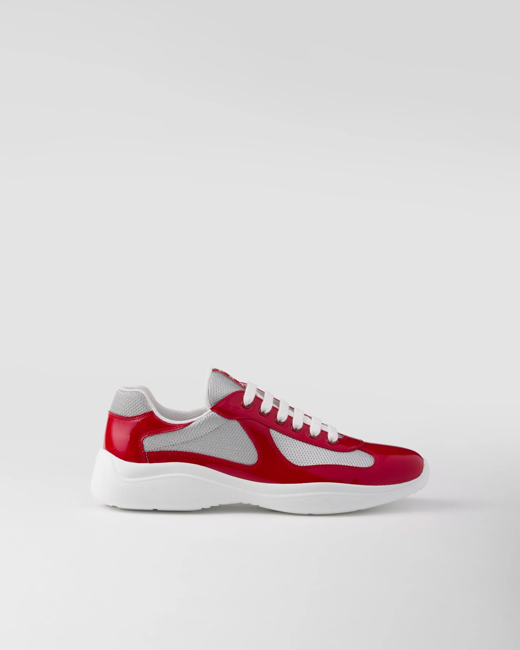 Prada Patent leather and technical fabric America's Cup sneakers Red/silver Best Sale