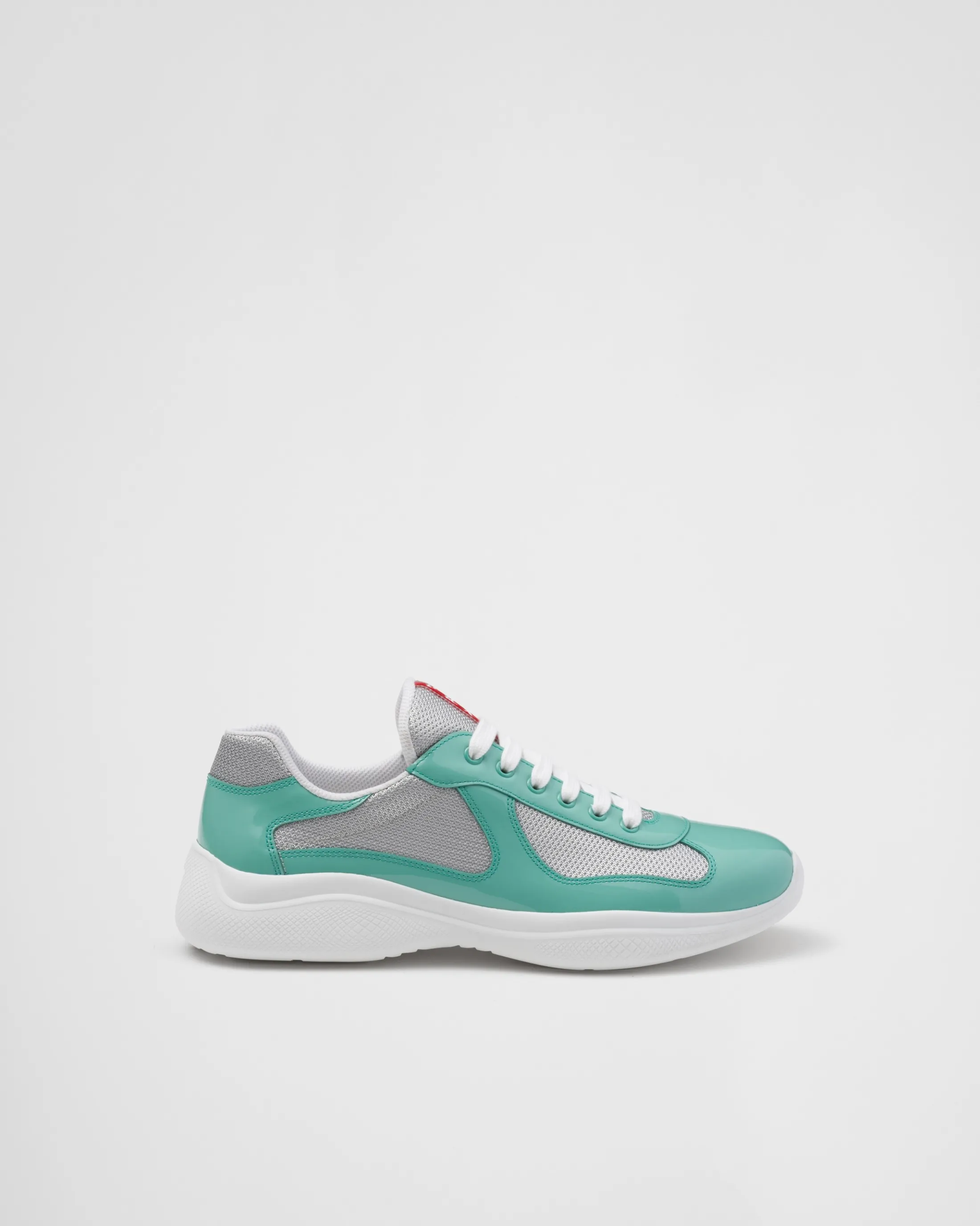 Prada Patent leather and technical fabric America's Cup sneakers Jade/silver Cheap