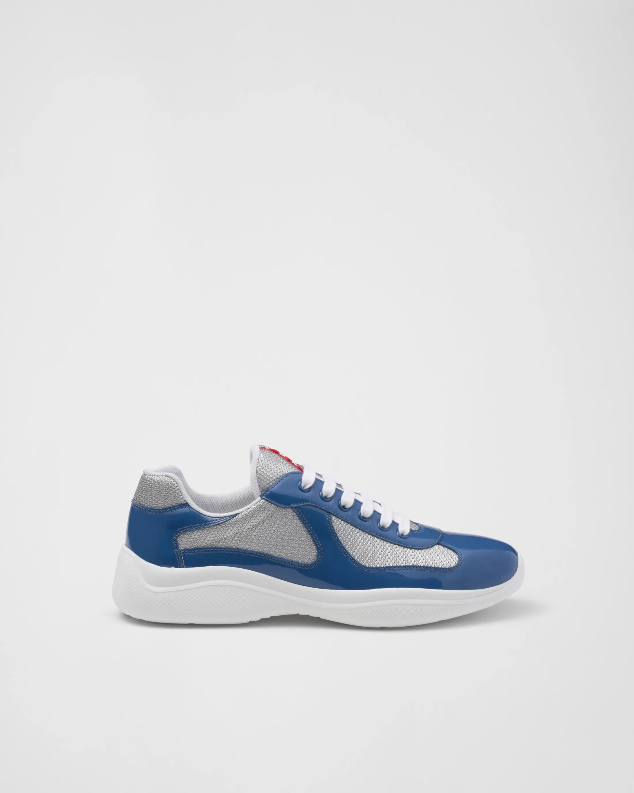 Prada Patent leather and technical fabric America's Cup sneakers Aviationblue/silver Best Sale