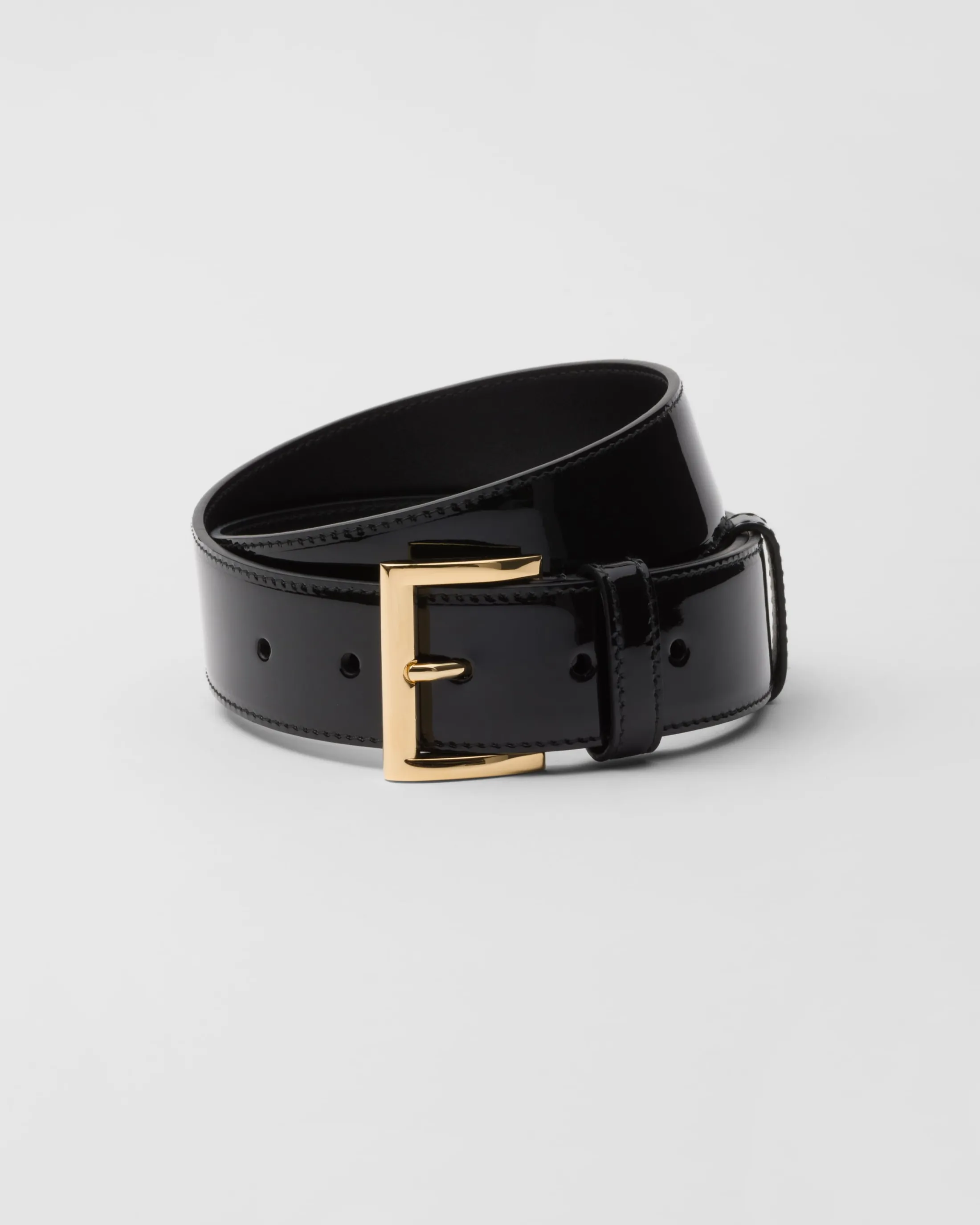 Prada Patent leather belt Black Flash Sale