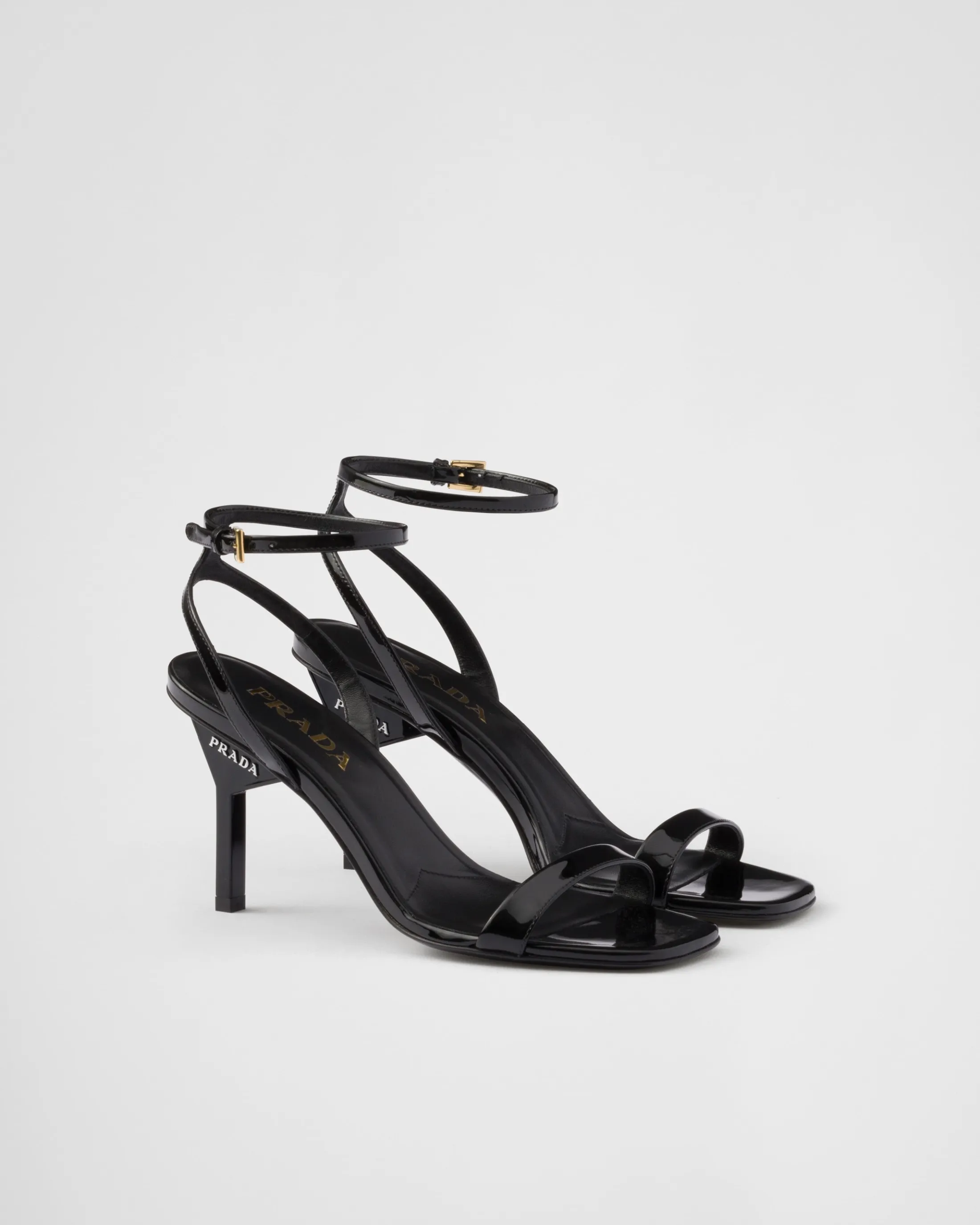 Prada Patent leather high-heeled sandals Black Shop