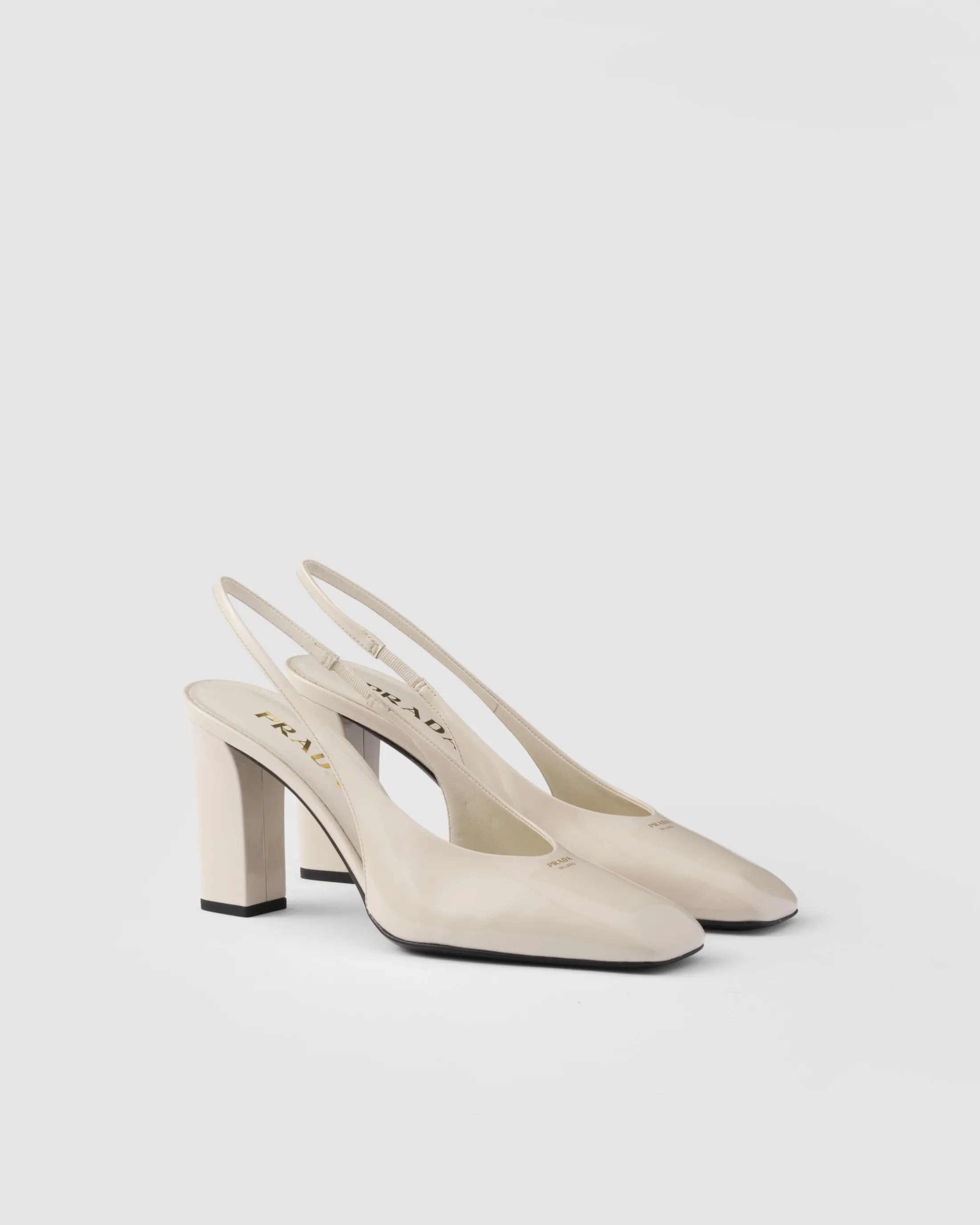 Prada Patent leather slingback pumps Ivory Flash Sale