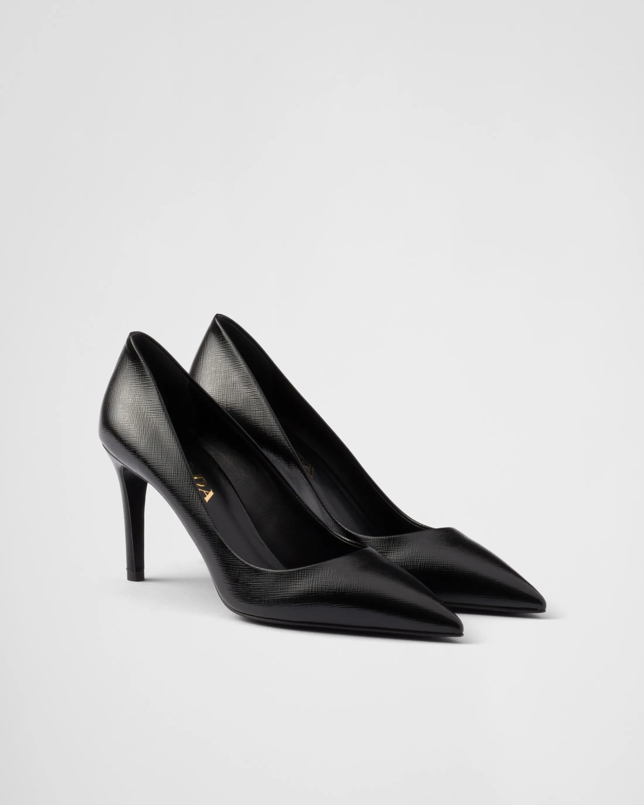 Prada Patent Saffiano leather pumps Black Flash Sale