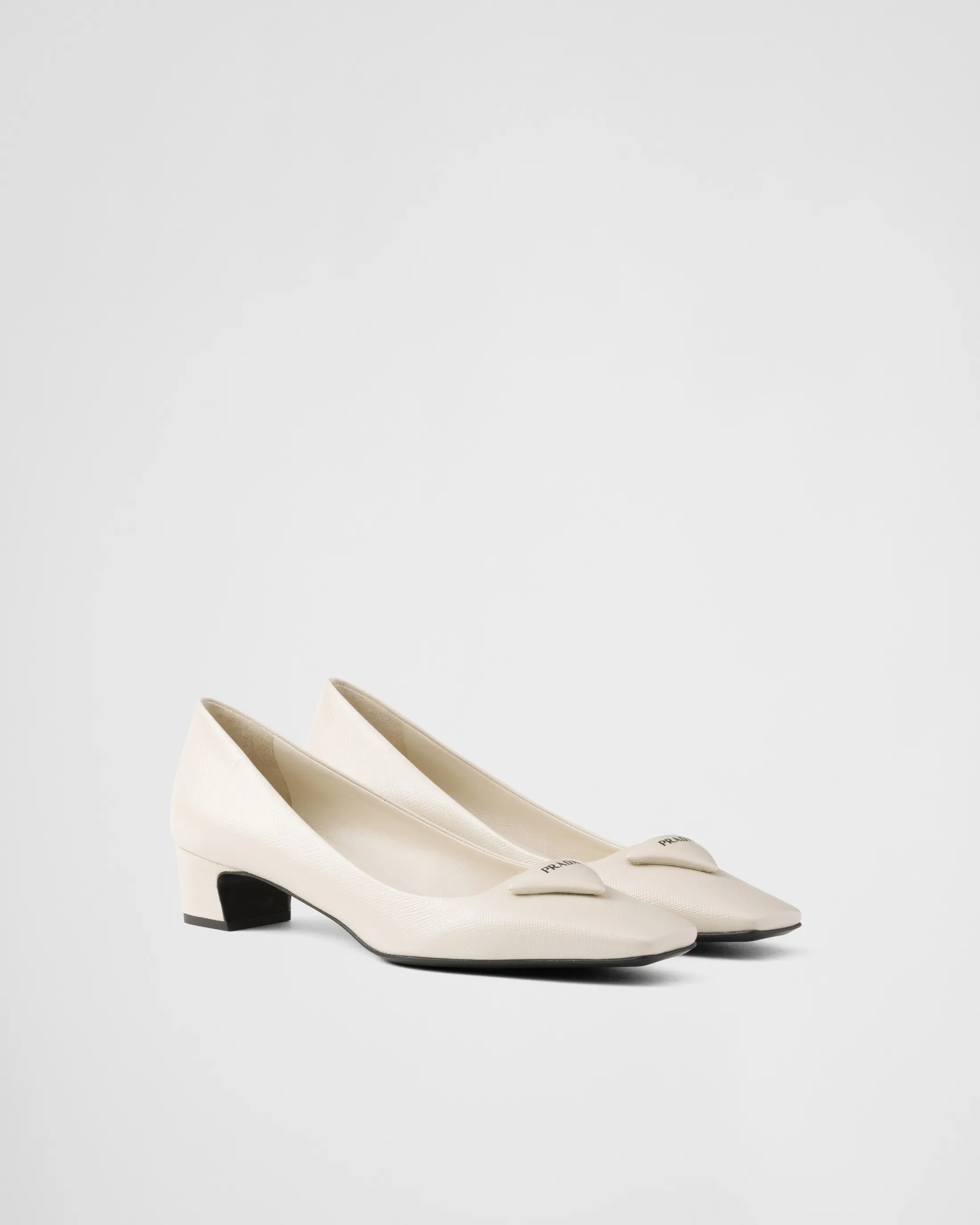 Prada Patent Saffiano leather pumps Ivory Outlet