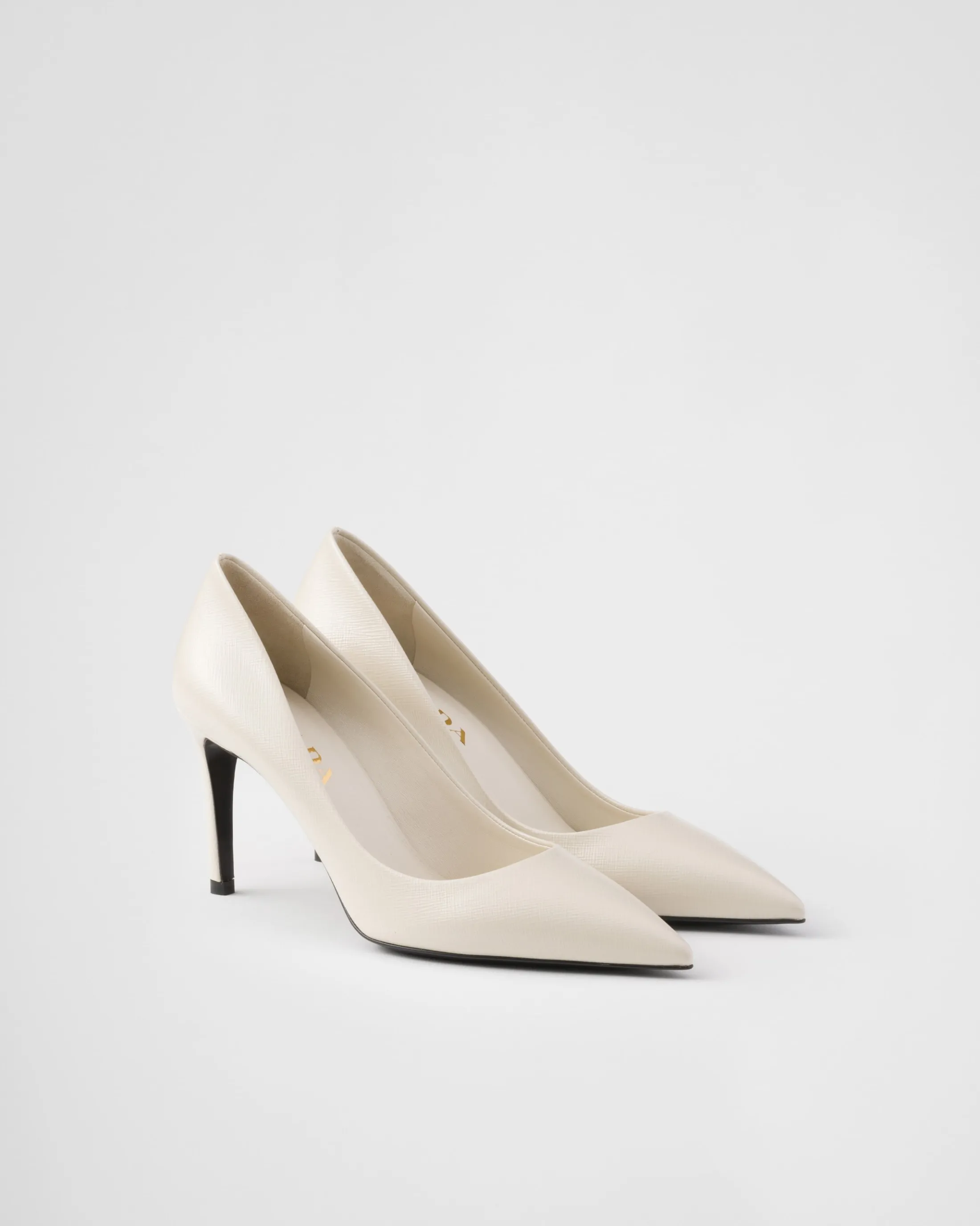 Prada Patent Saffiano leather pumps Ivory Store