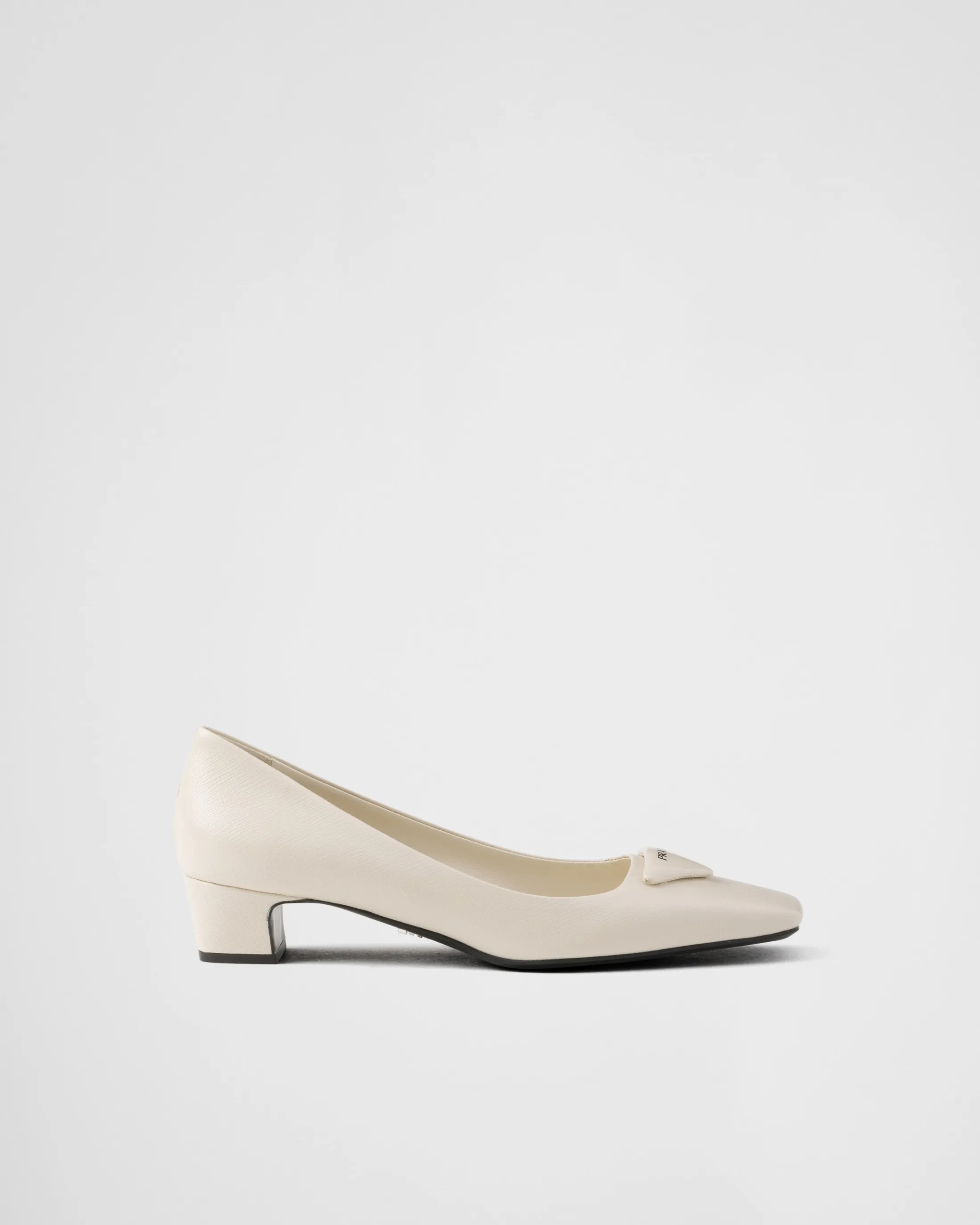 Prada Patent Saffiano leather pumps Ivory Outlet