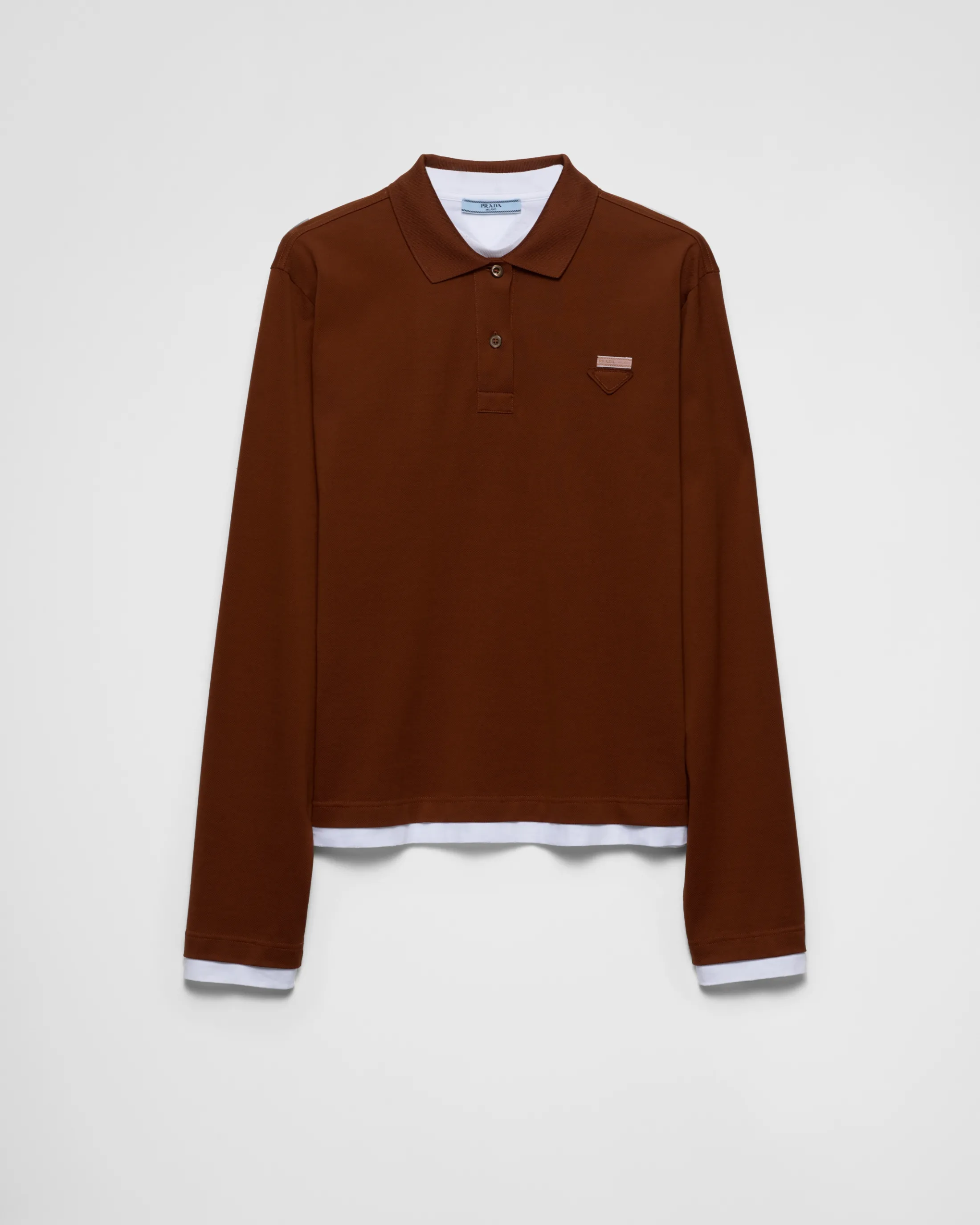 Prada Piqué and jersey polo shirt Tobacco Best