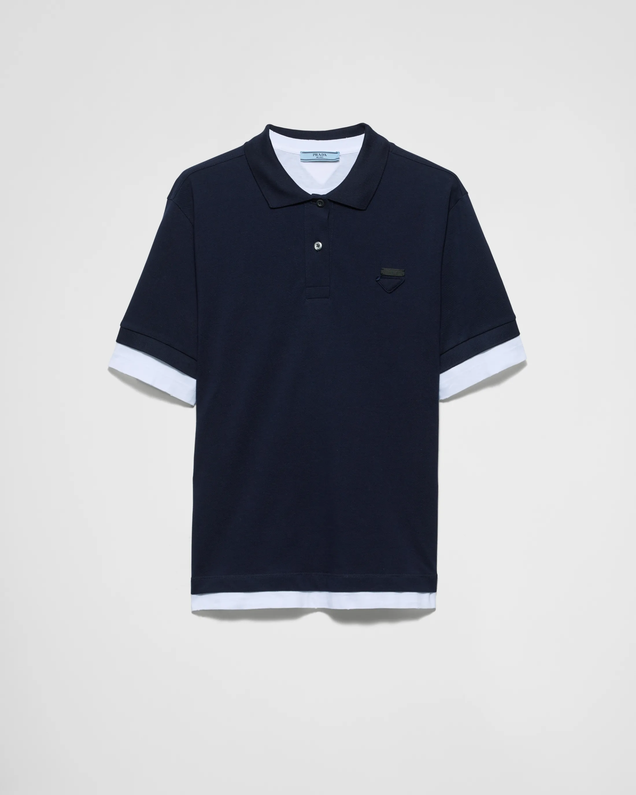 Prada Piqué and jersey polo shirt Navy Cheap