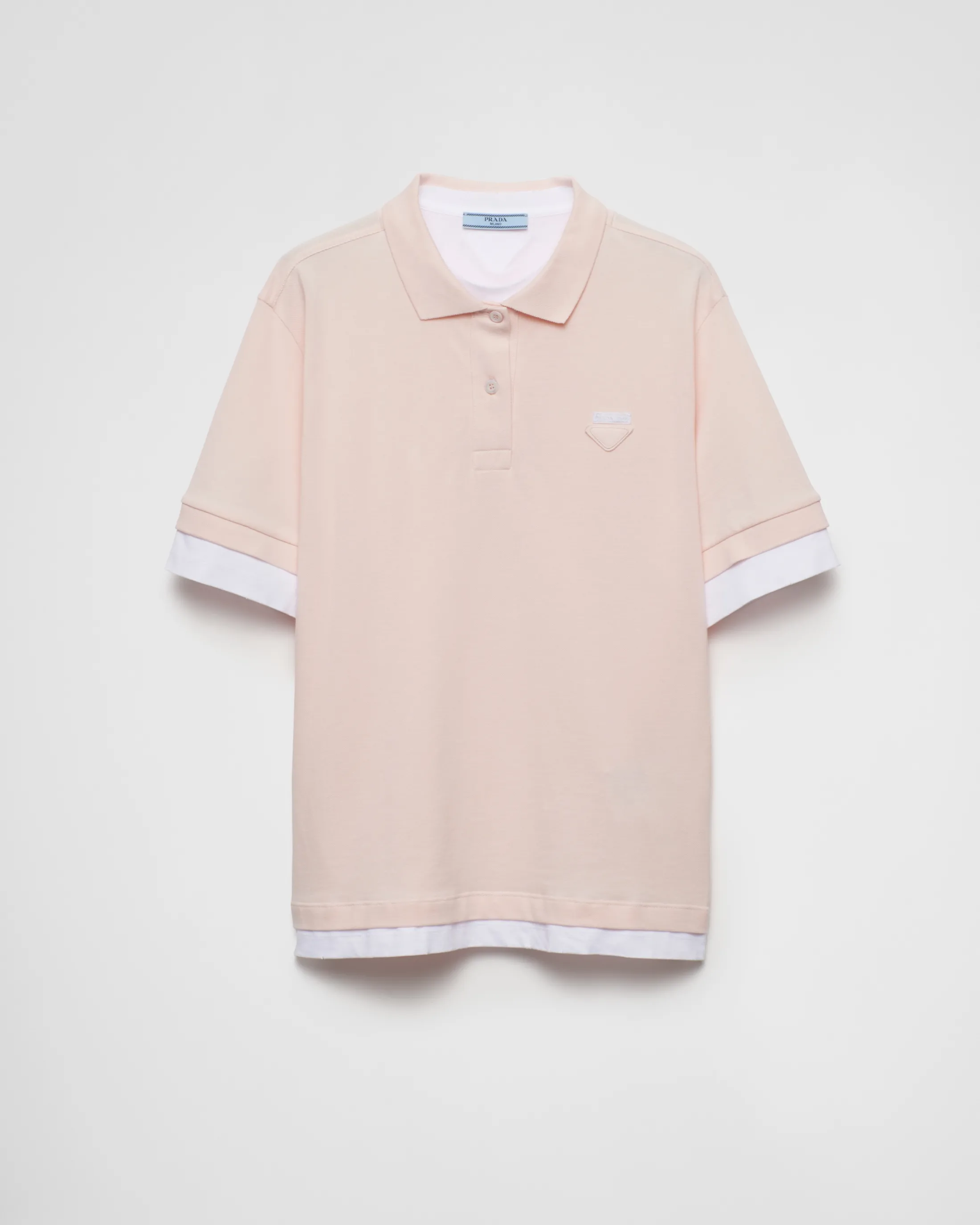 Prada Piqué and jersey polo shirt Peach Discount