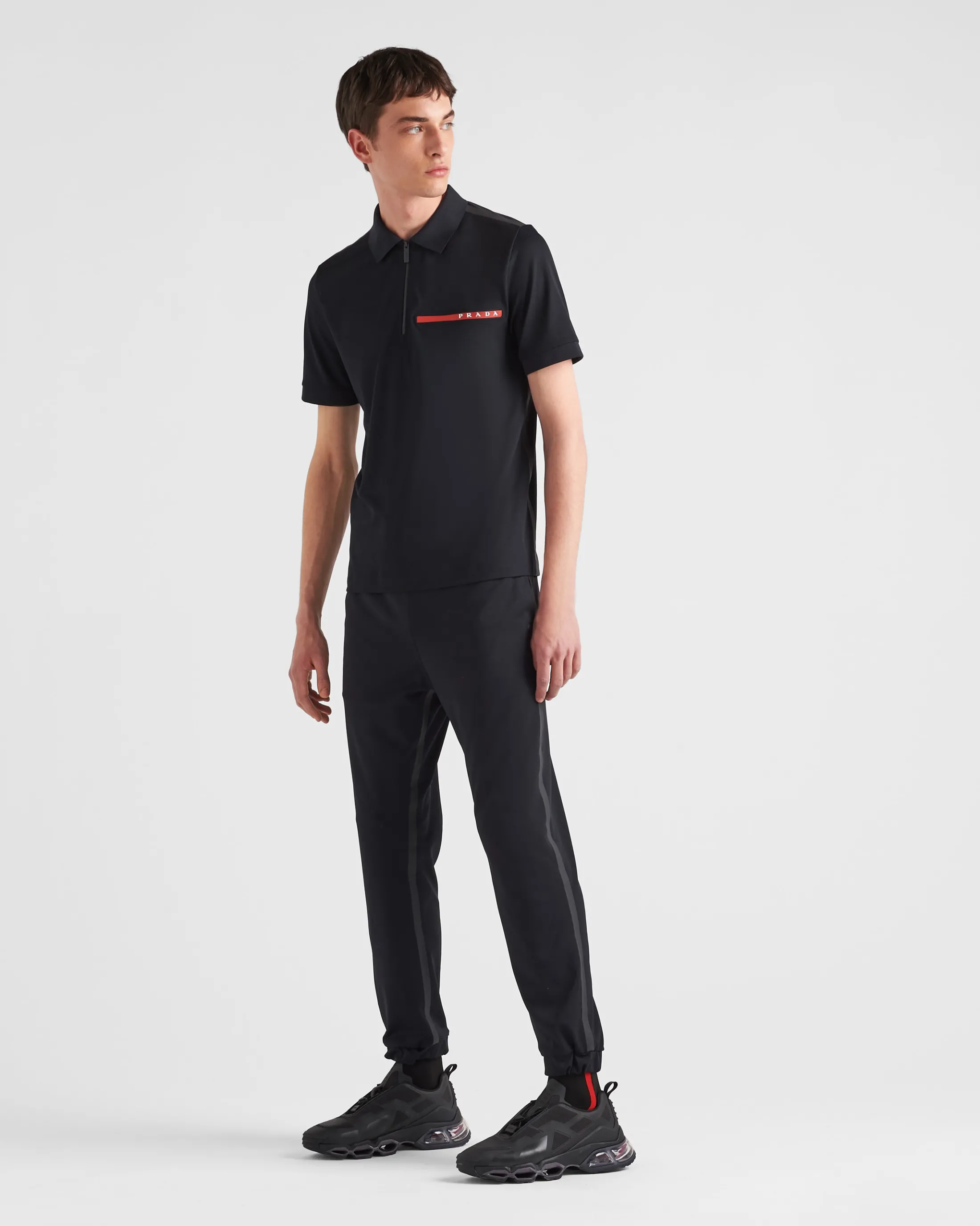 Prada Piqué pants with tape seams Black Online