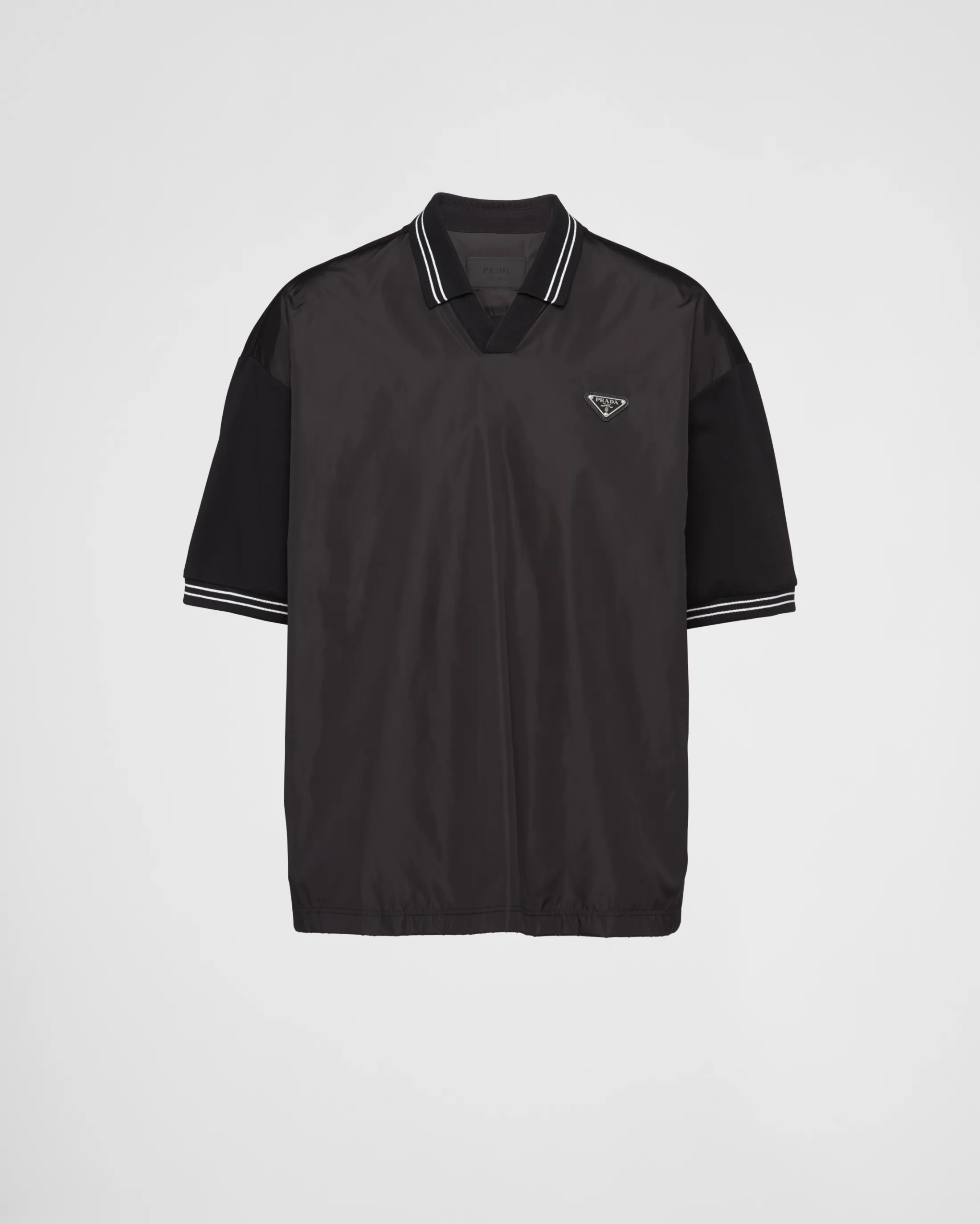 Prada Piqué polo shirt with Re-Nylon detail Black/black Shop